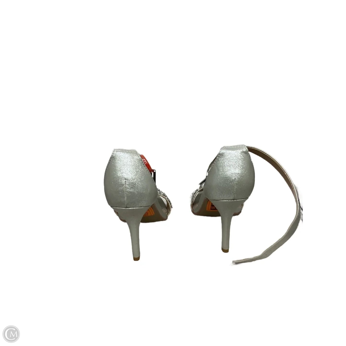 Sandals Heels Kitten By Betsey Johnson In Silver, Size: 6.5