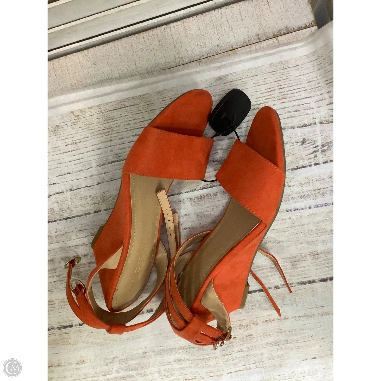 Sandals Heels Wedge By Loft In Orange, Size: 7.5