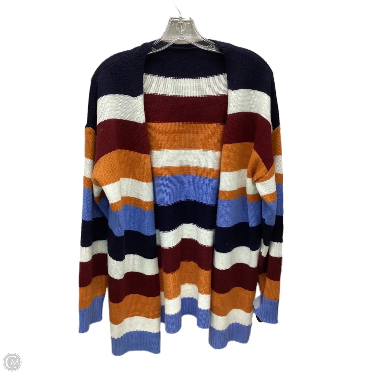 Sweater Cardigan By Clothes Mentor In Striped Pattern, Size: L