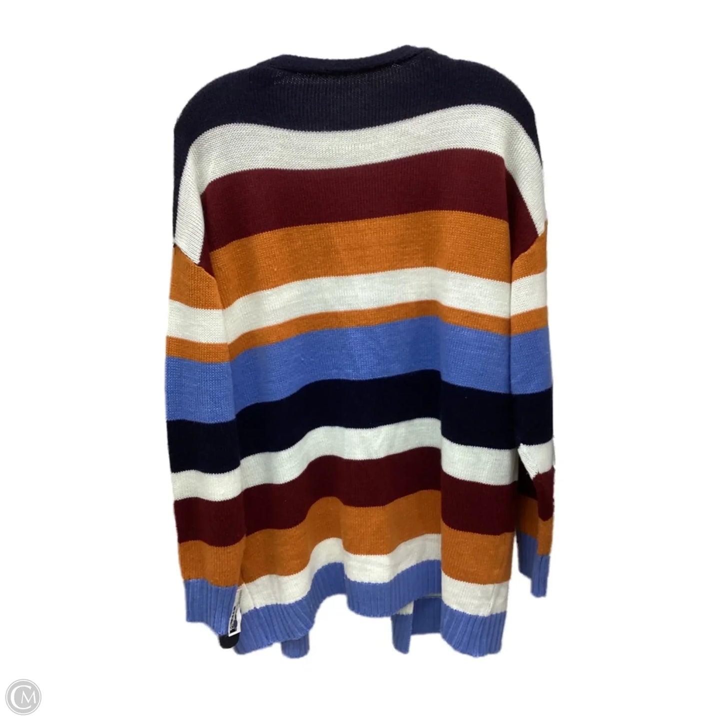 Sweater Cardigan By Clothes Mentor In Striped Pattern, Size: L