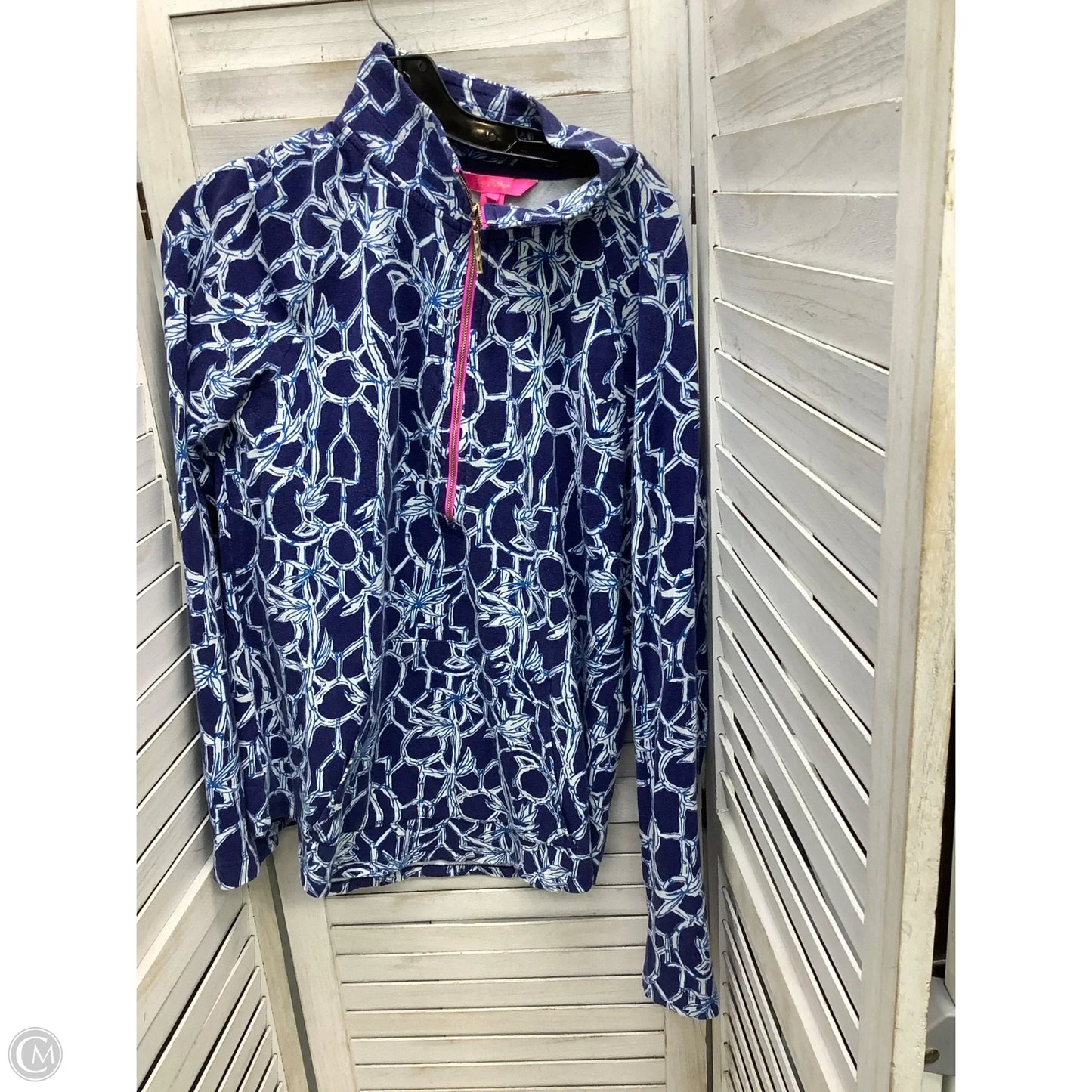 Top Long Sleeve Designer By Lilly Pulitzer In Blue & White, Size: L