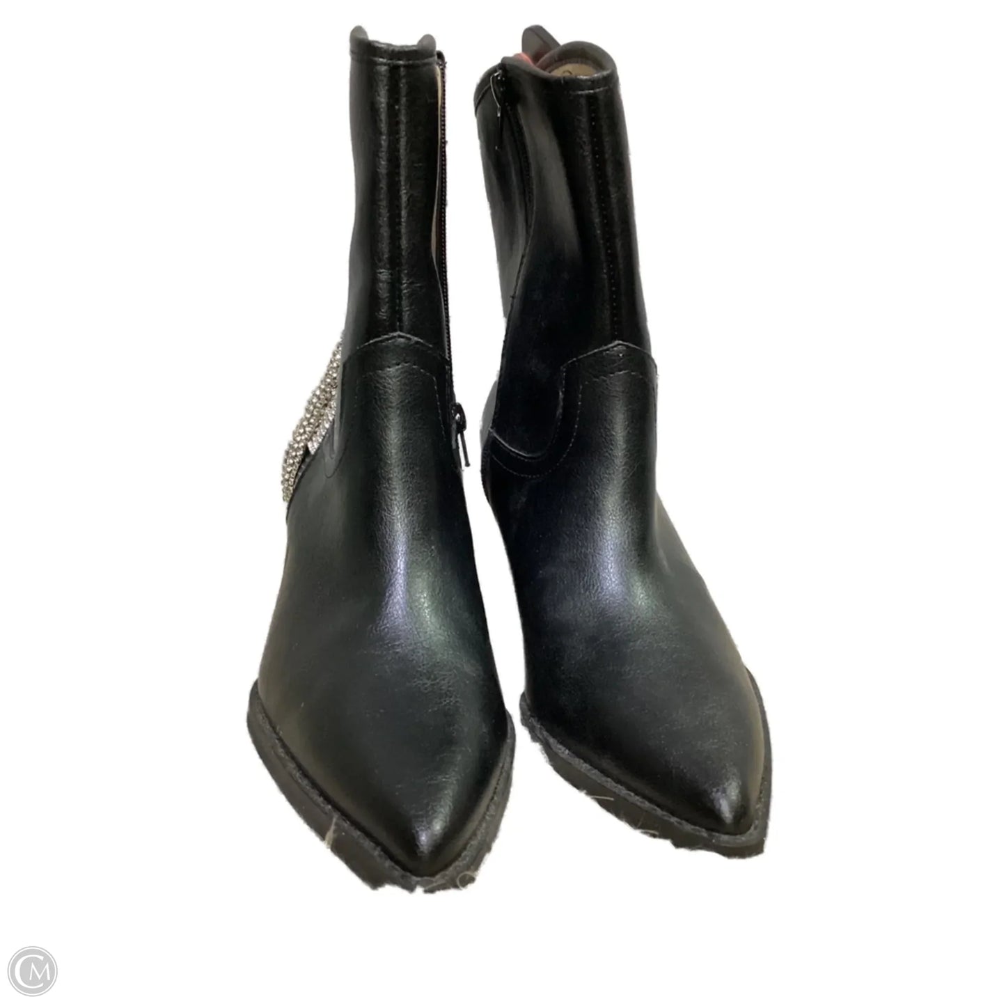 Boots Ankle Heels By Clothes Mentor In Black, Size: 7.5