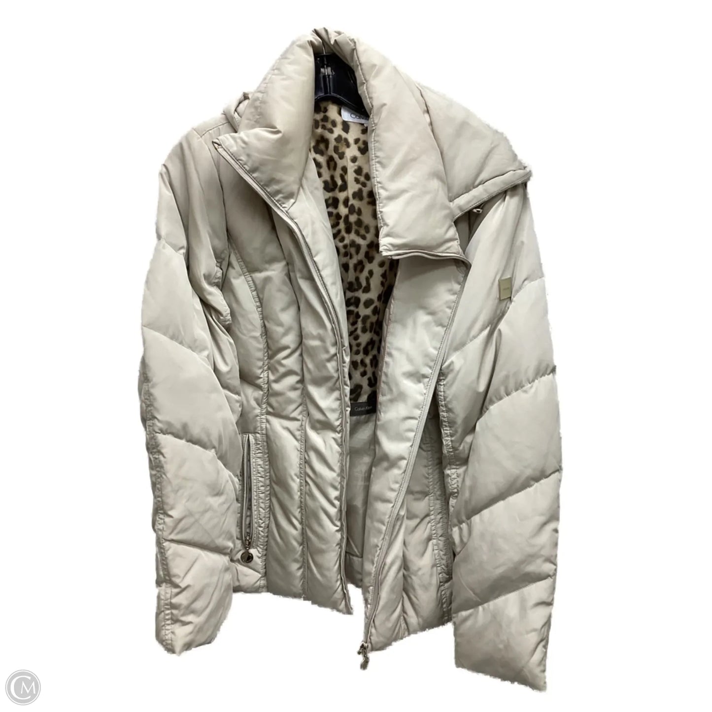 Coat Puffer & Quilted By Calvin Klein In Beige, Size: M