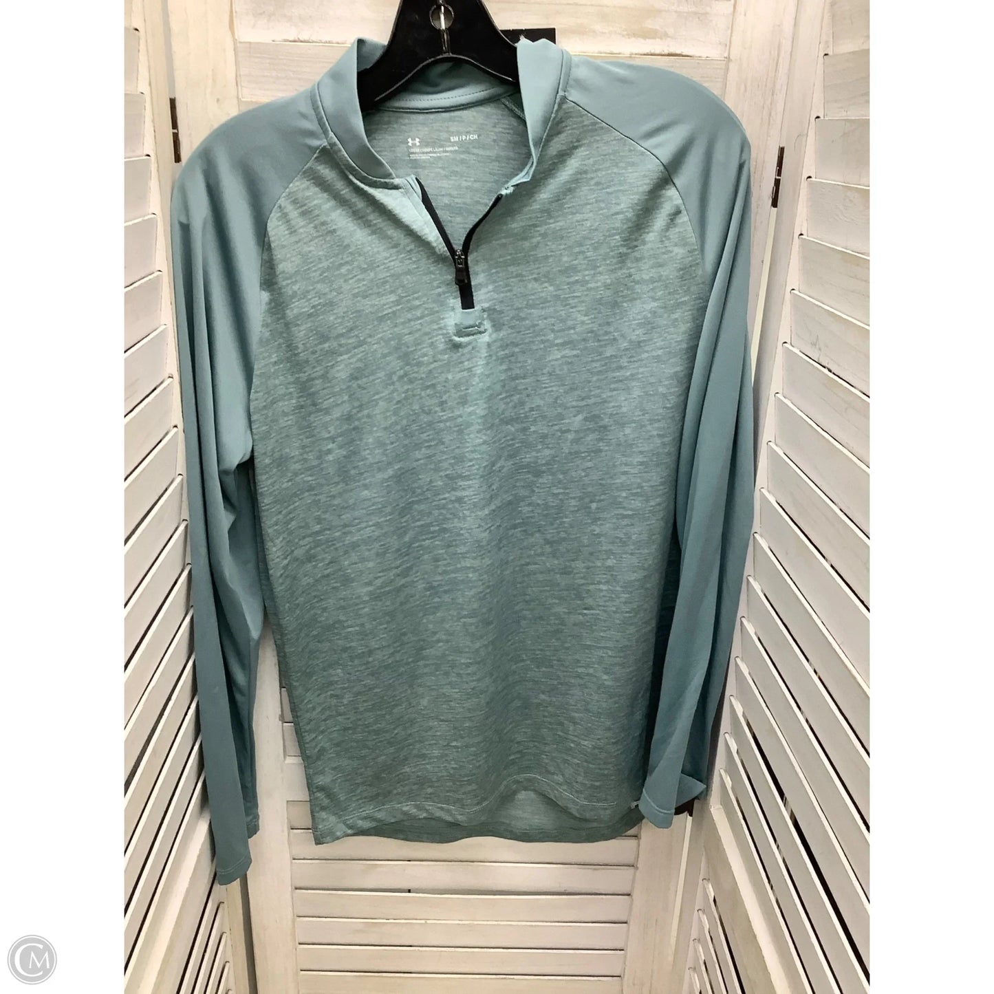 Athletic Top Long Sleeve Crewneck By Under Armour In Teal, Size: S