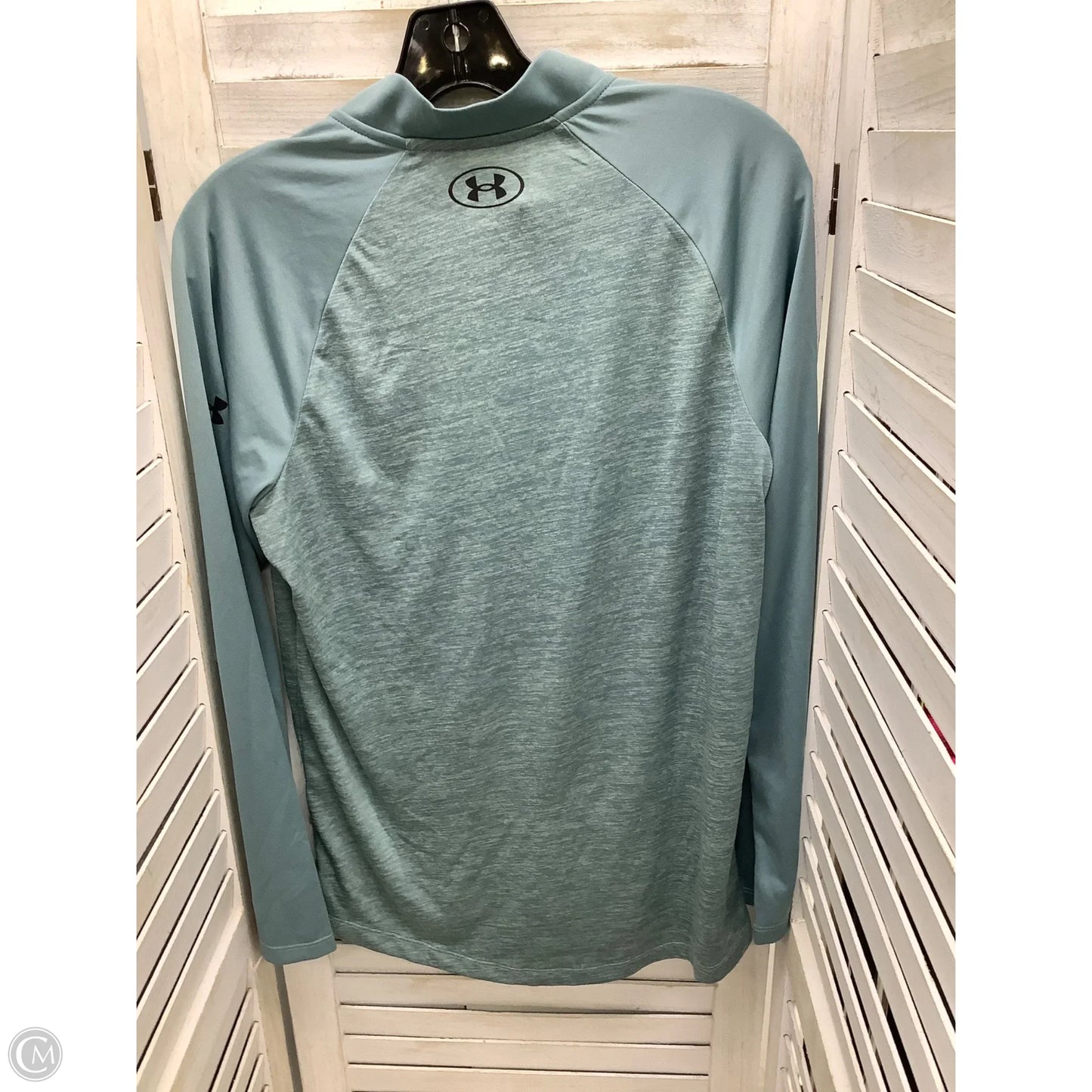 Athletic Top Long Sleeve Crewneck By Under Armour In Teal, Size: S
