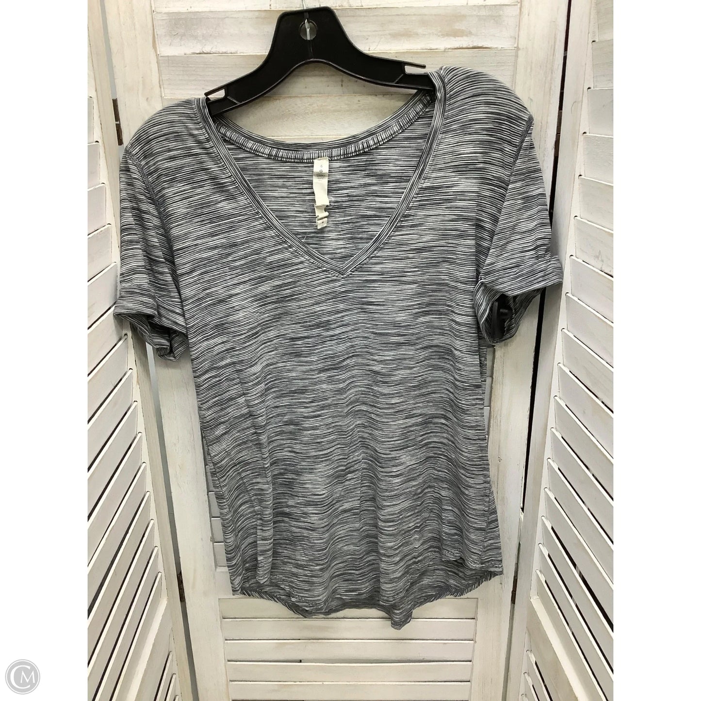 Top Short Sleeve By Lululemon In Striped Pattern, Size: 6