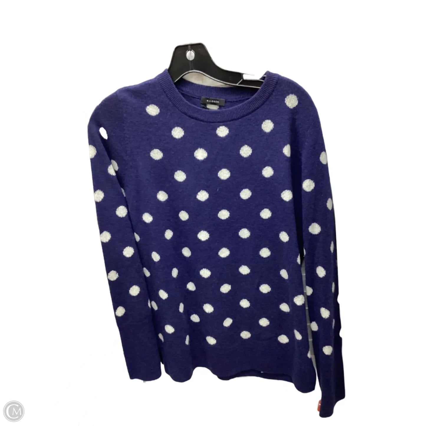 Top Long Sleeve By Halogen In Polkadot Pattern, Size: S