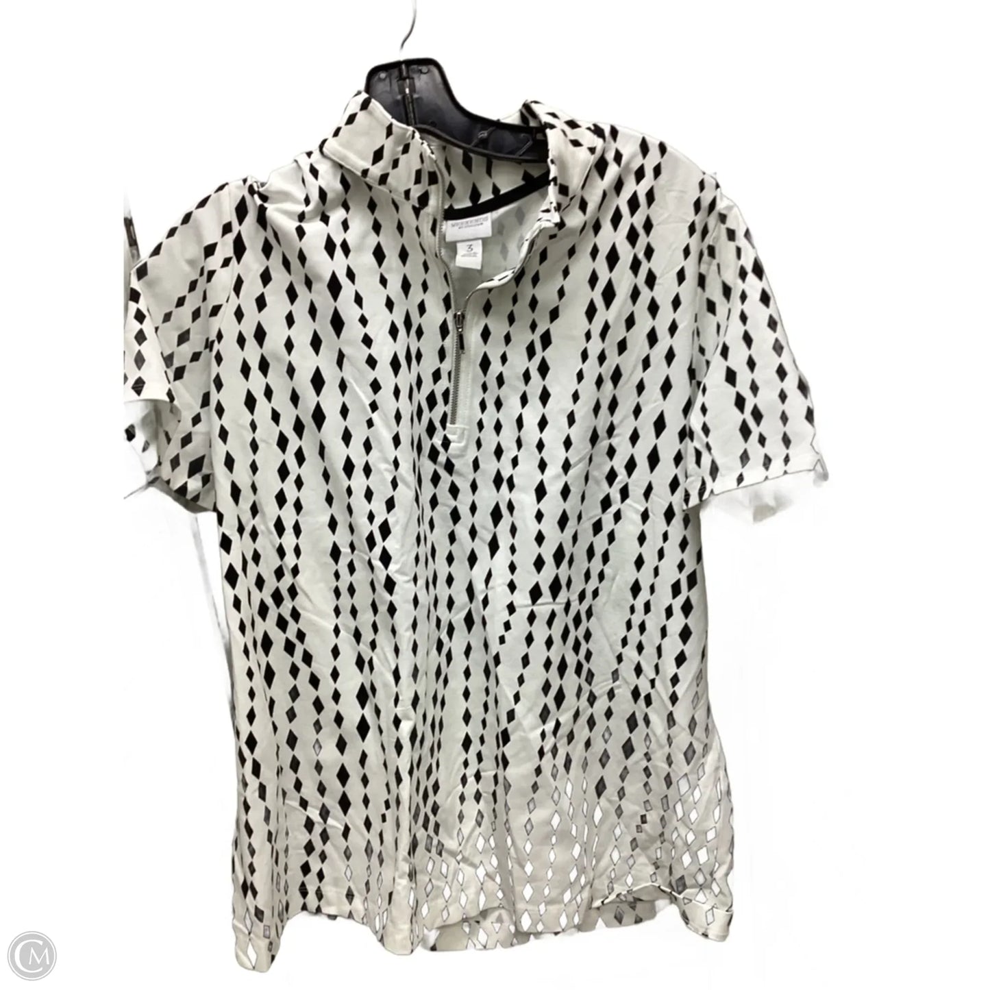 Top Short Sleeve By Chicos In Black & White, Size: Xl