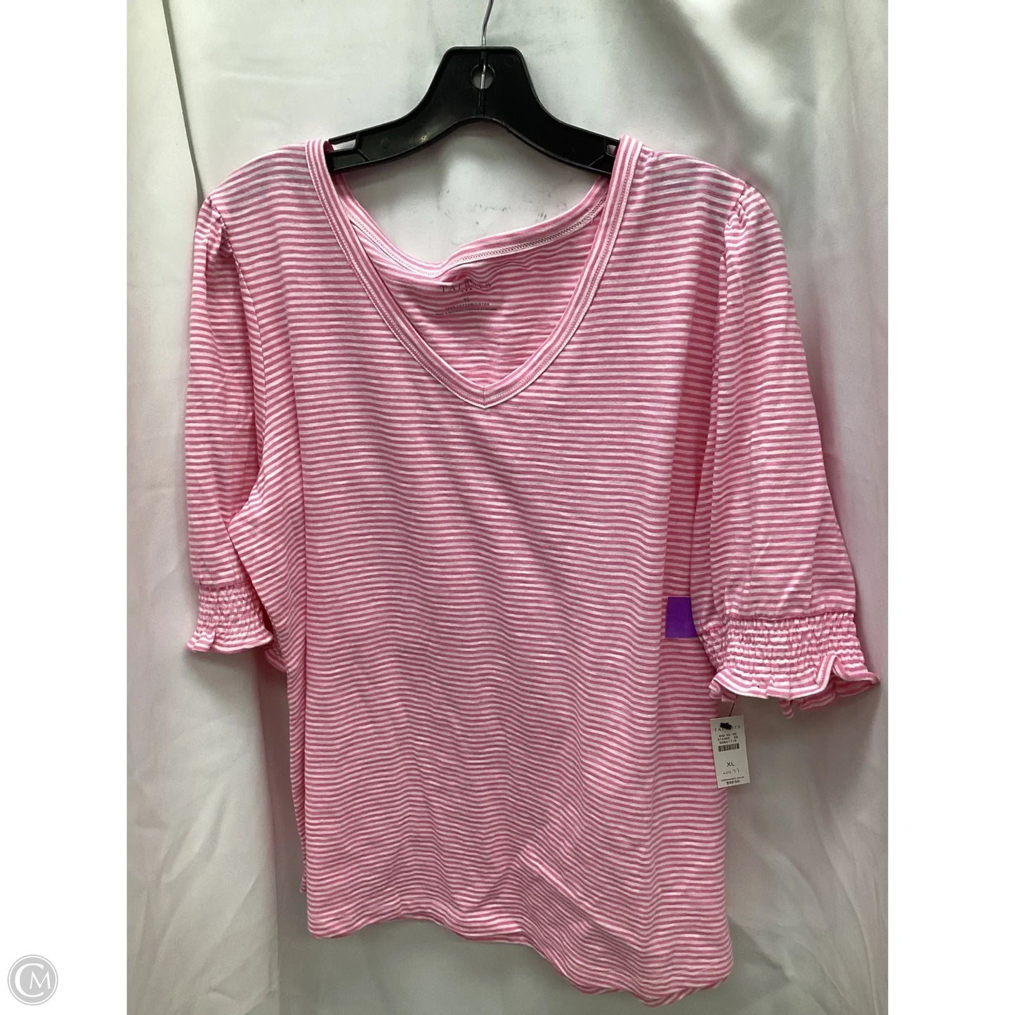 Top Short Sleeve By Talbots In Striped Pattern, Size: Xl