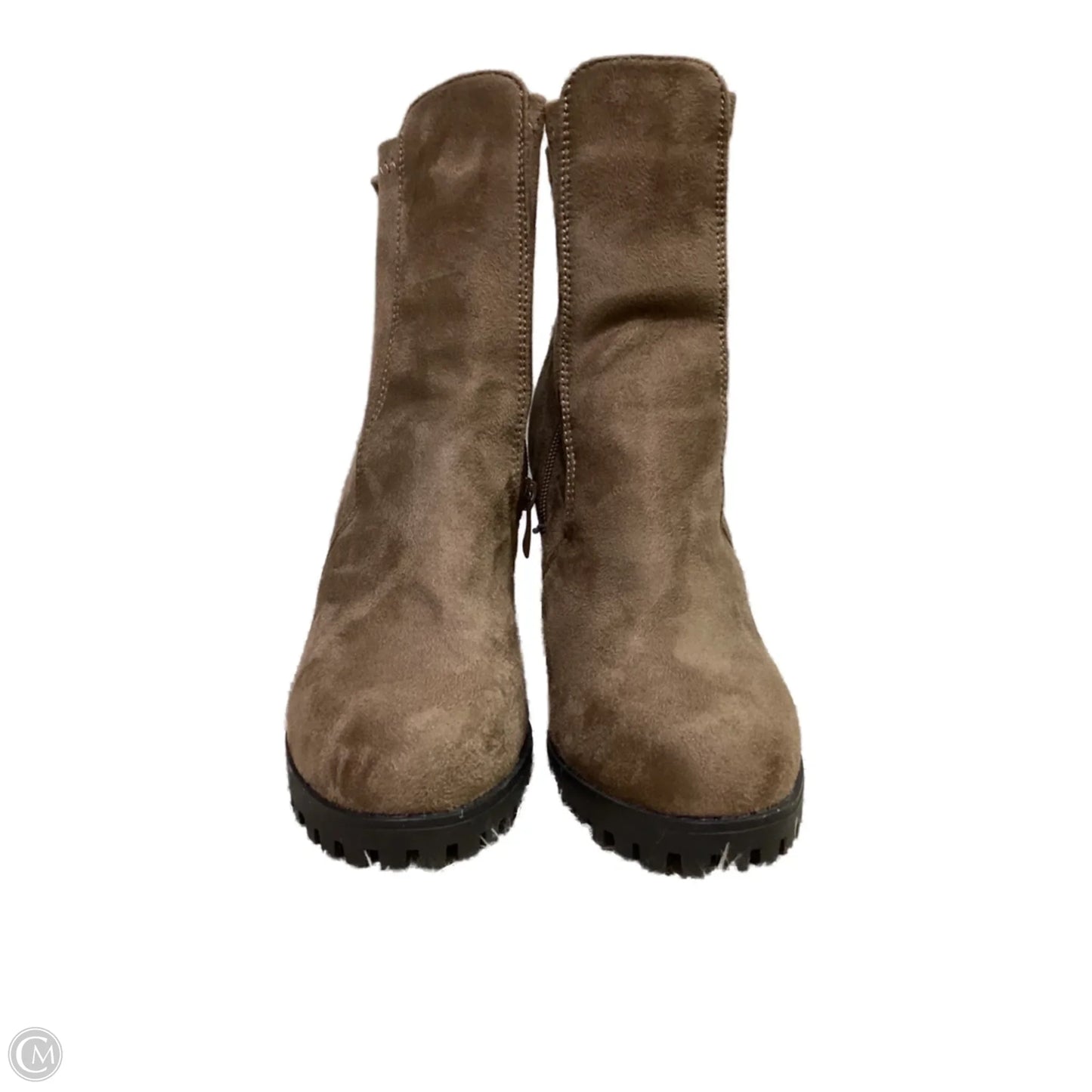 Boots Ankle Heels By Top Moda In Brown, Size: 7.5