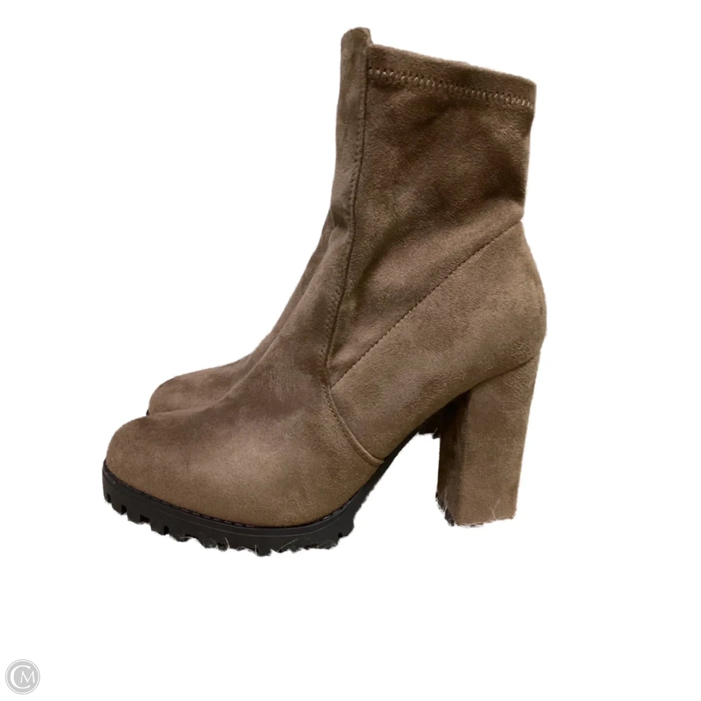 Boots Ankle Heels By Top Moda In Brown, Size: 7.5
