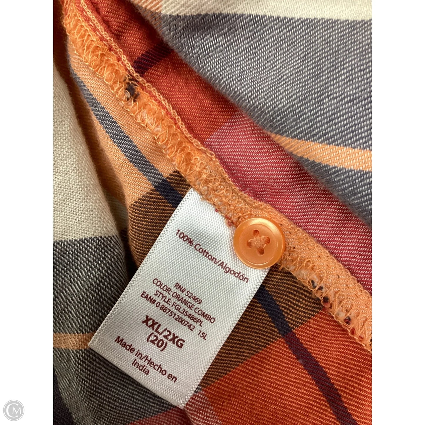 Top Long Sleeve By Faded Glory In Plaid Pattern, Size: Xxl