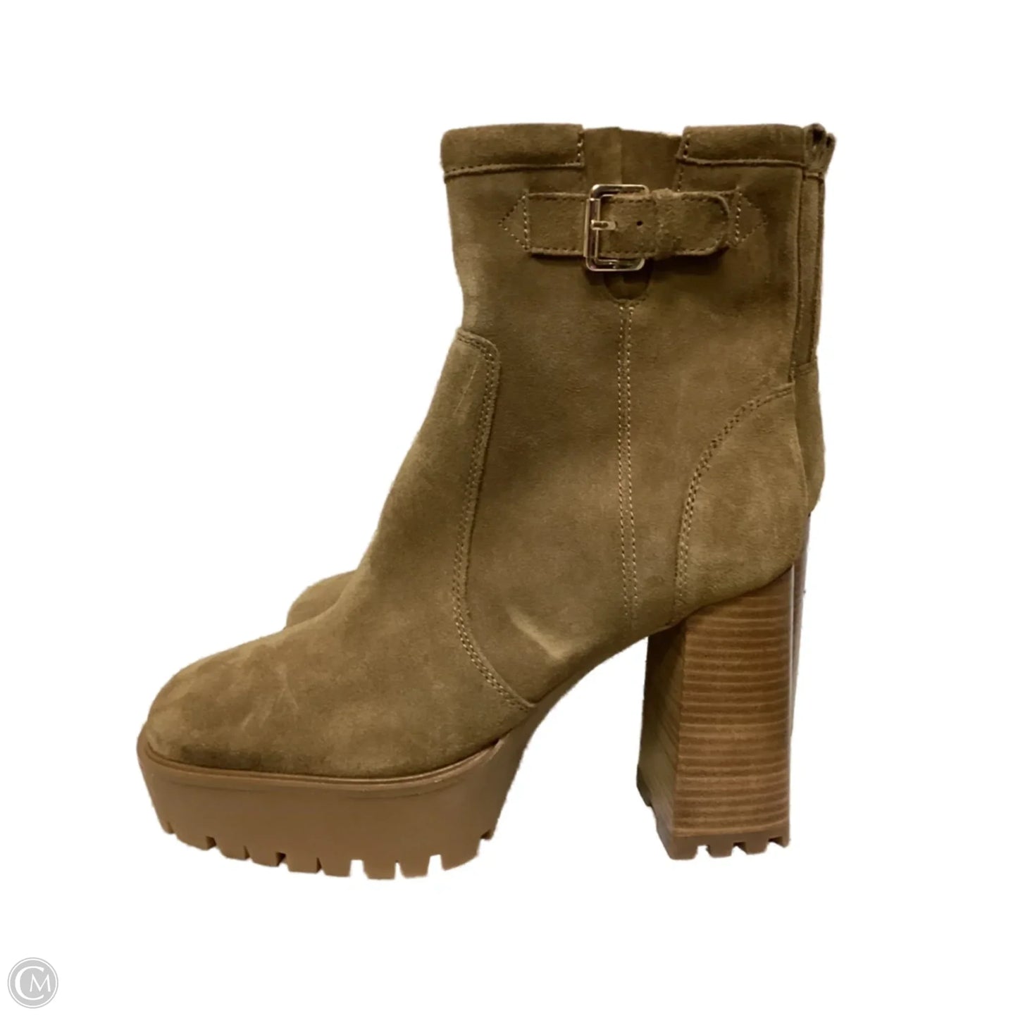 Boots Ankle Heels By Steve Madden In Tan, Size: 9.5