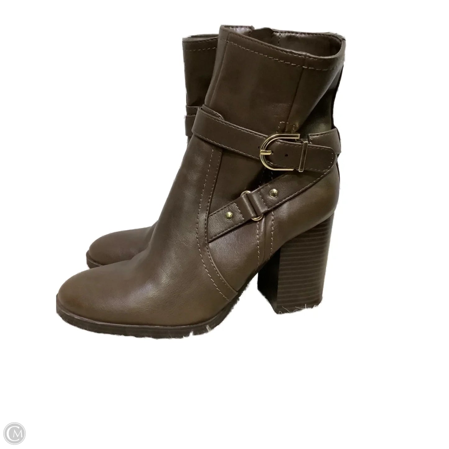 Boots Ankle Heels By Unisa In Bronze, Size: 8