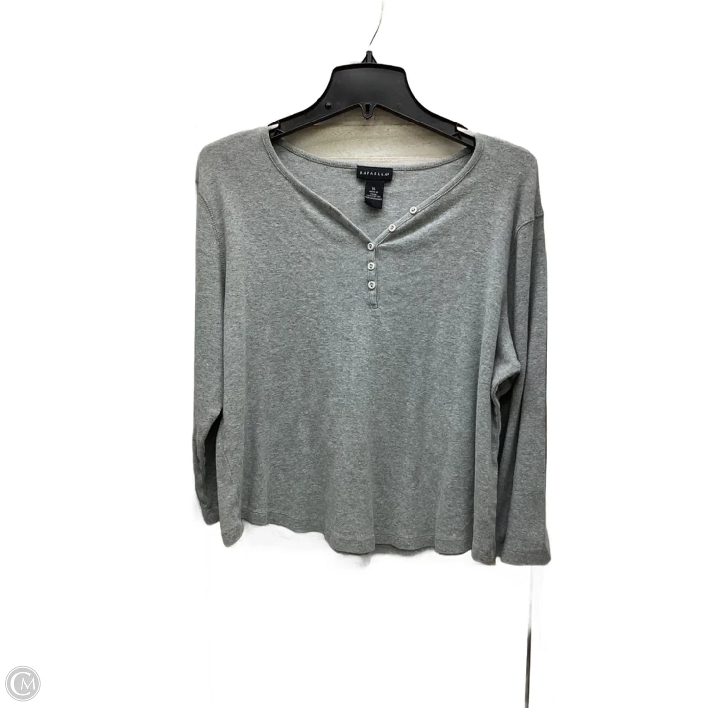 Top Long Sleeve By Rafaella In Grey, Size: Xl
