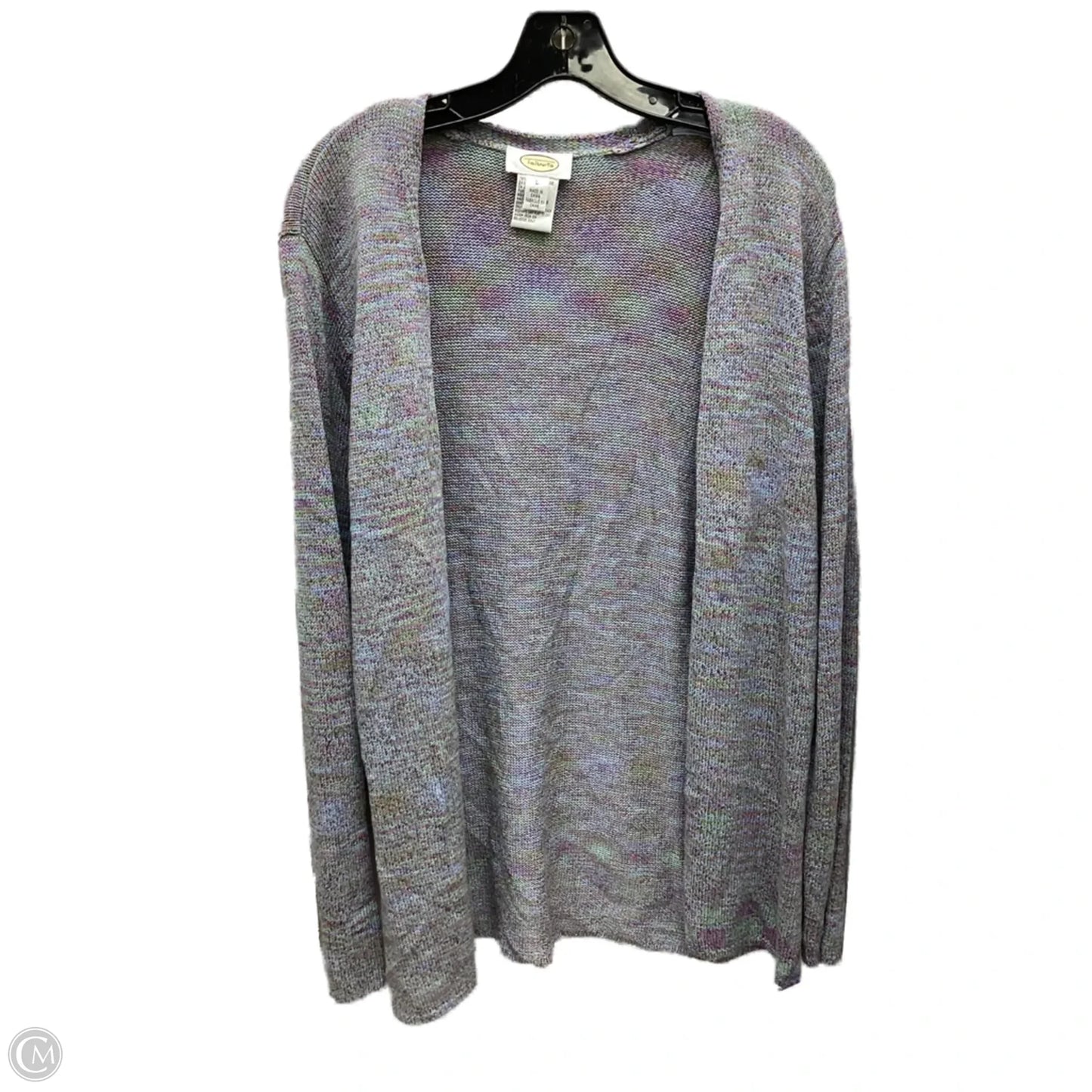 Sweater Cardigan By Talbots In Rainbow Print, Size: L