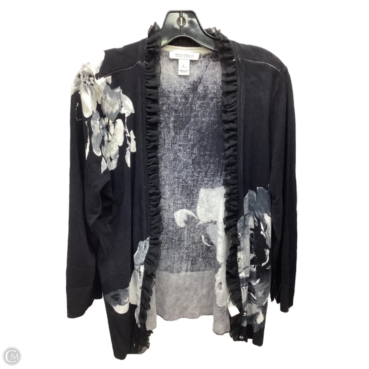 Cardigan By White House Black Market In Black & White, Size: L