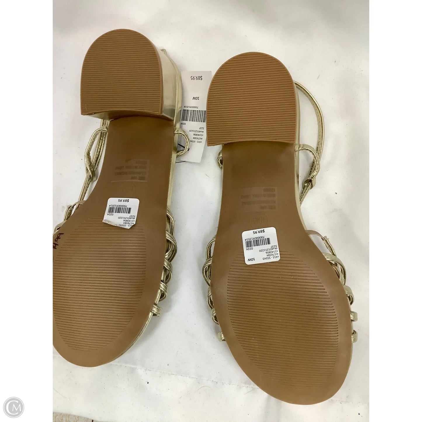 Sandals Heels Block By Lane Bryant In Gold, Size: 10