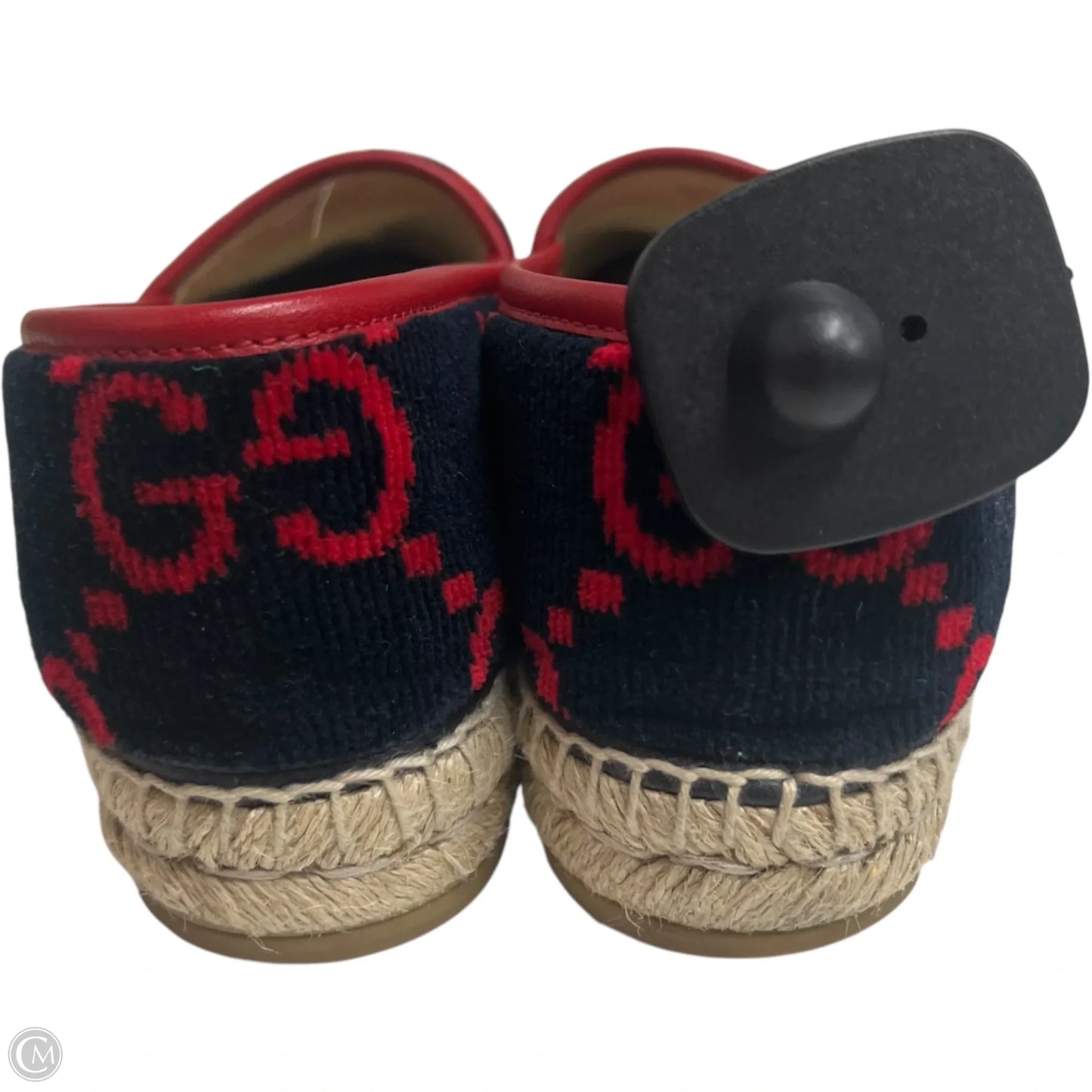 Shoes Luxury Designer By Gucci In Black & Red, Size: 7