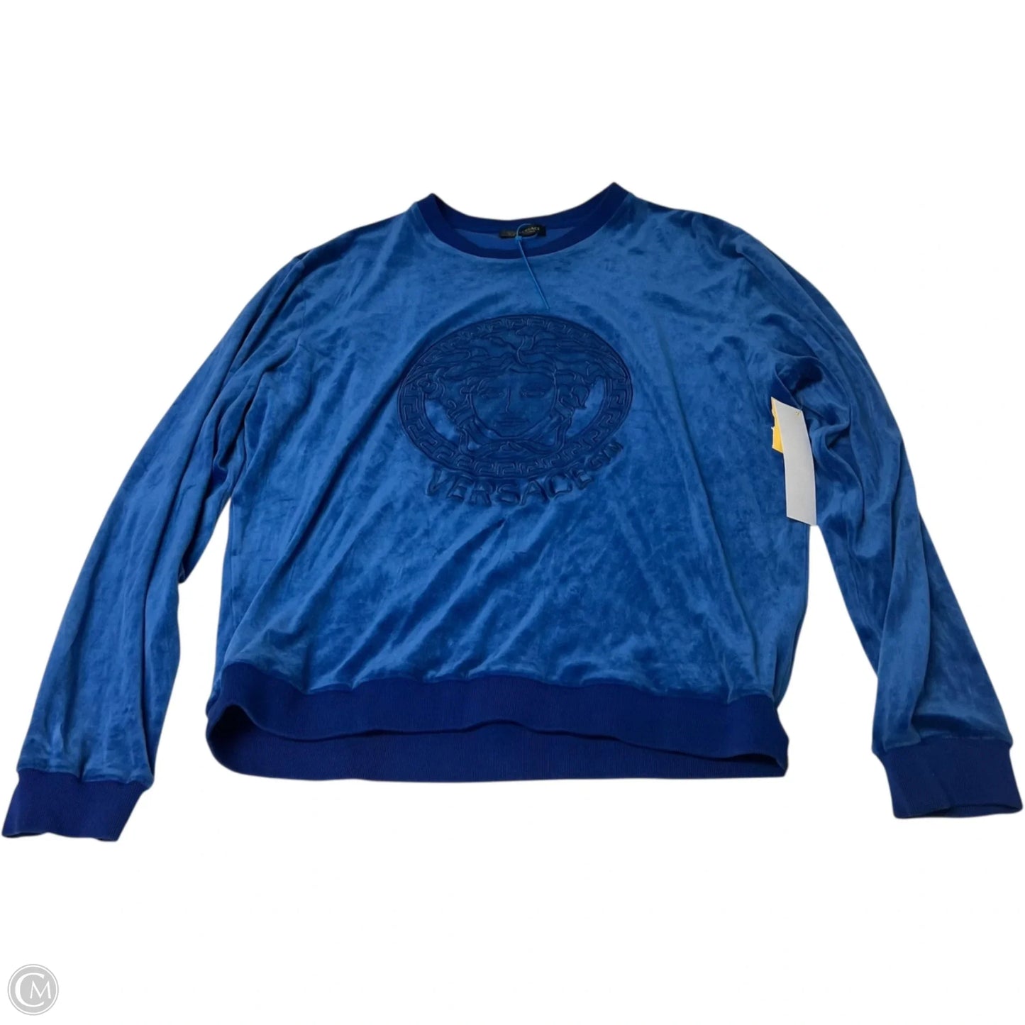 Sweatshirt Luxury Designer By Versace In Blue, Size: S