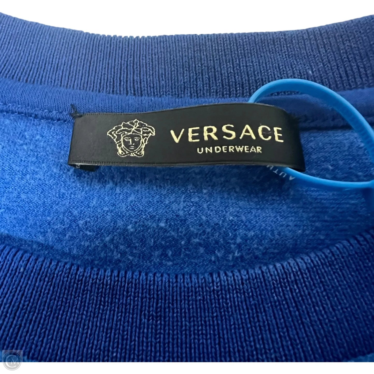 Sweatshirt Luxury Designer By Versace In Blue, Size: S