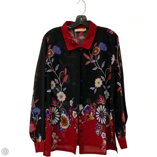 Blouse Long Sleeve By la cera In Black & Red, Size: Xl
