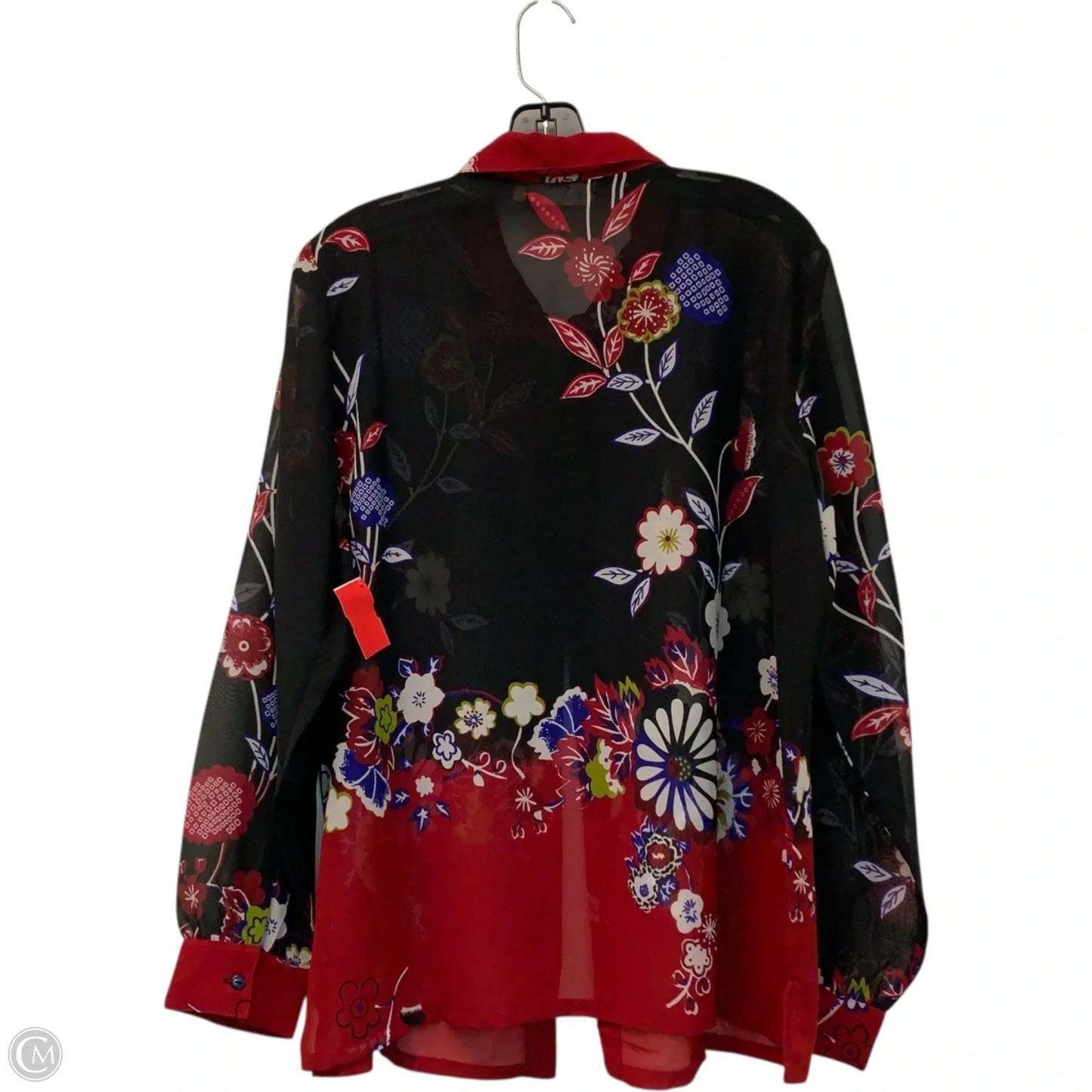 Blouse Long Sleeve By la cera In Black & Red, Size: Xl