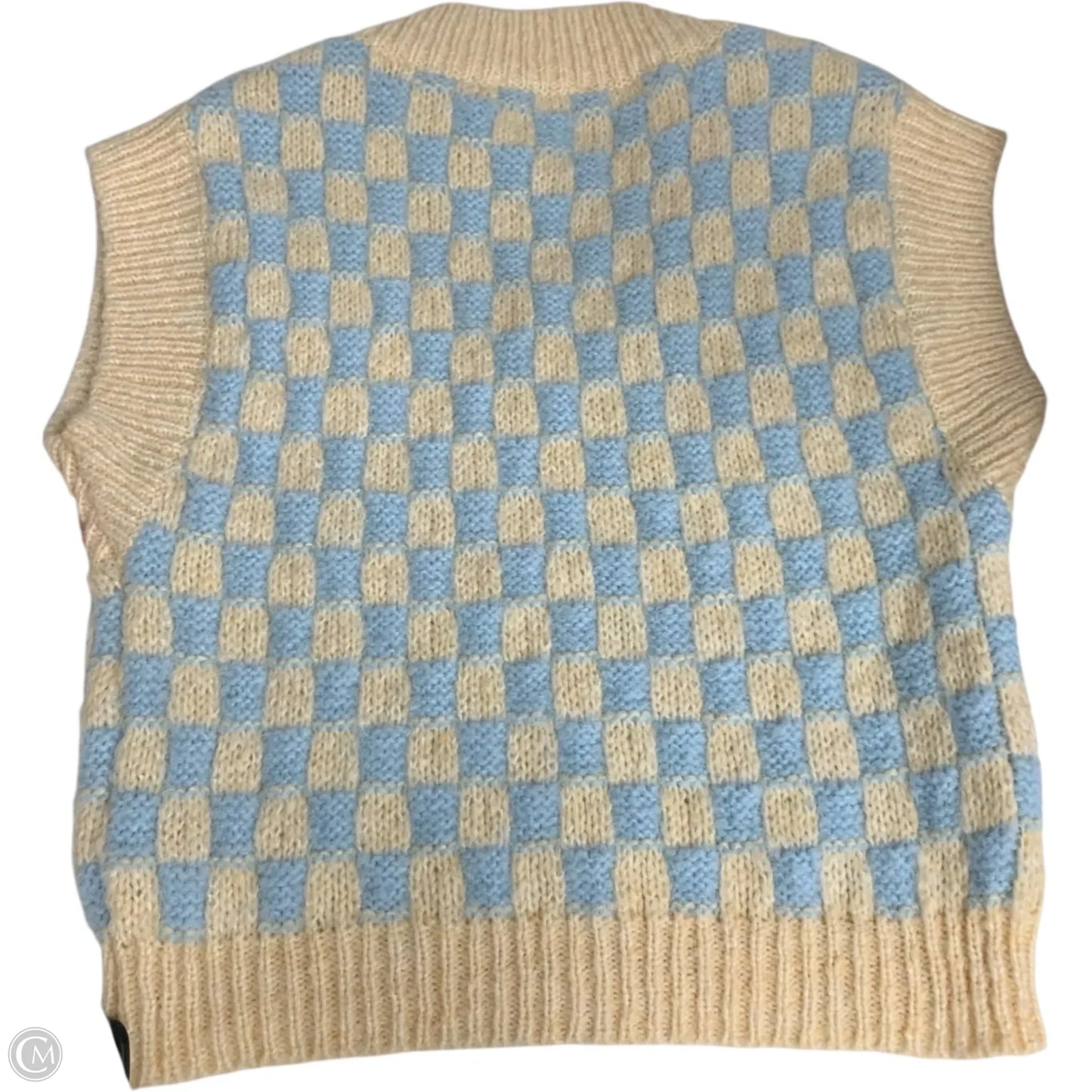 Vest Sweater By English Factory In Blue & Cream, Size: S
