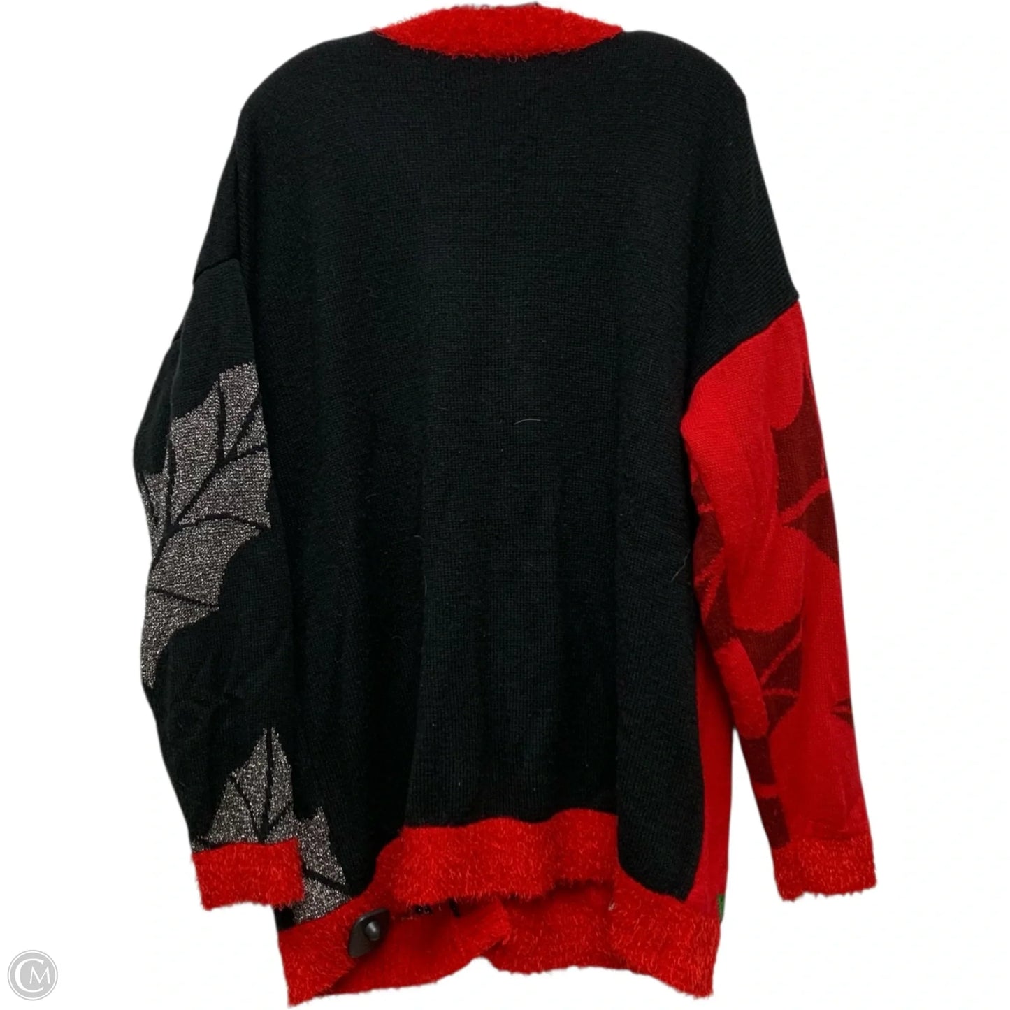 Sweater Cardigan By Holiday Time In Black & Red, Size: 2x