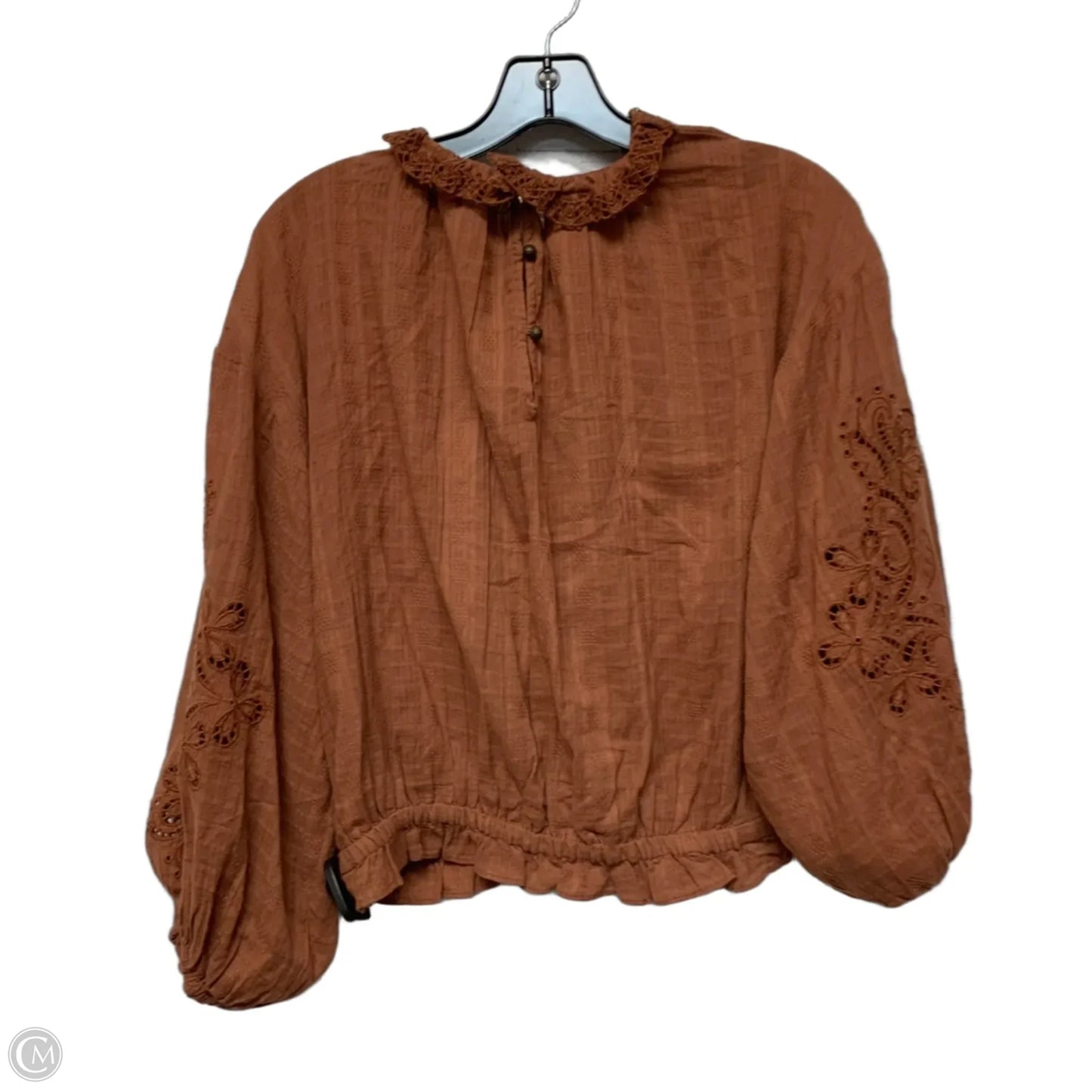 Top Long Sleeve By Pilcro In Brown, Size: S