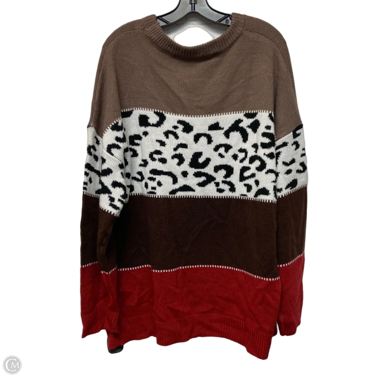 Sweater In Brown & Red, Size: 3x