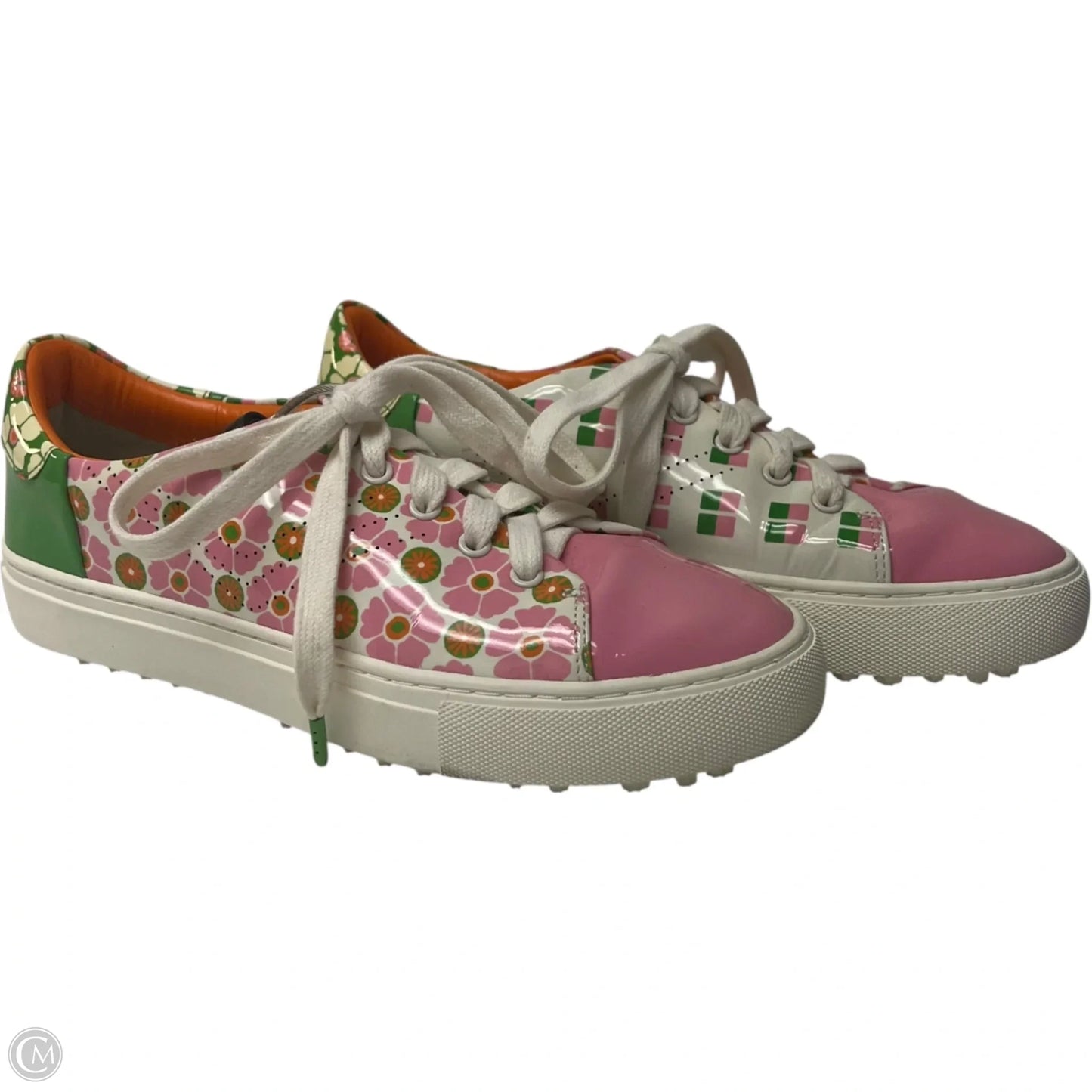 Shoes Designer By Tory Burch In Green & Pink, Size: 7