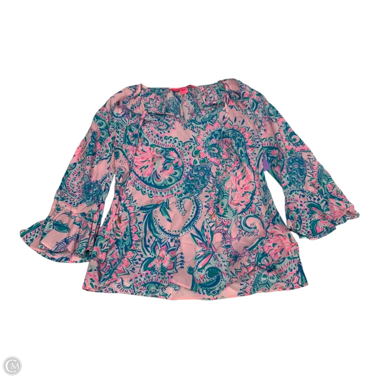 Top Long Sleeve Designer By Lilly Pulitzer In Blue & Pink, Size: Xxs