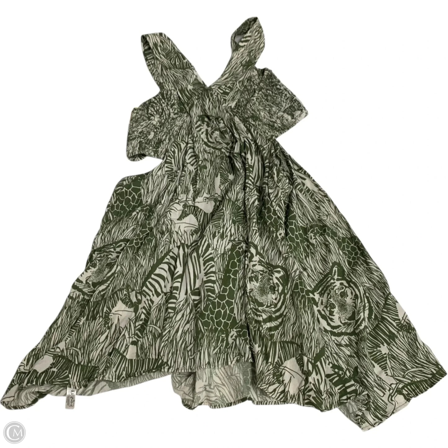 Dress Casual Short By Anthropologie In Cream & Green, Size: Xl