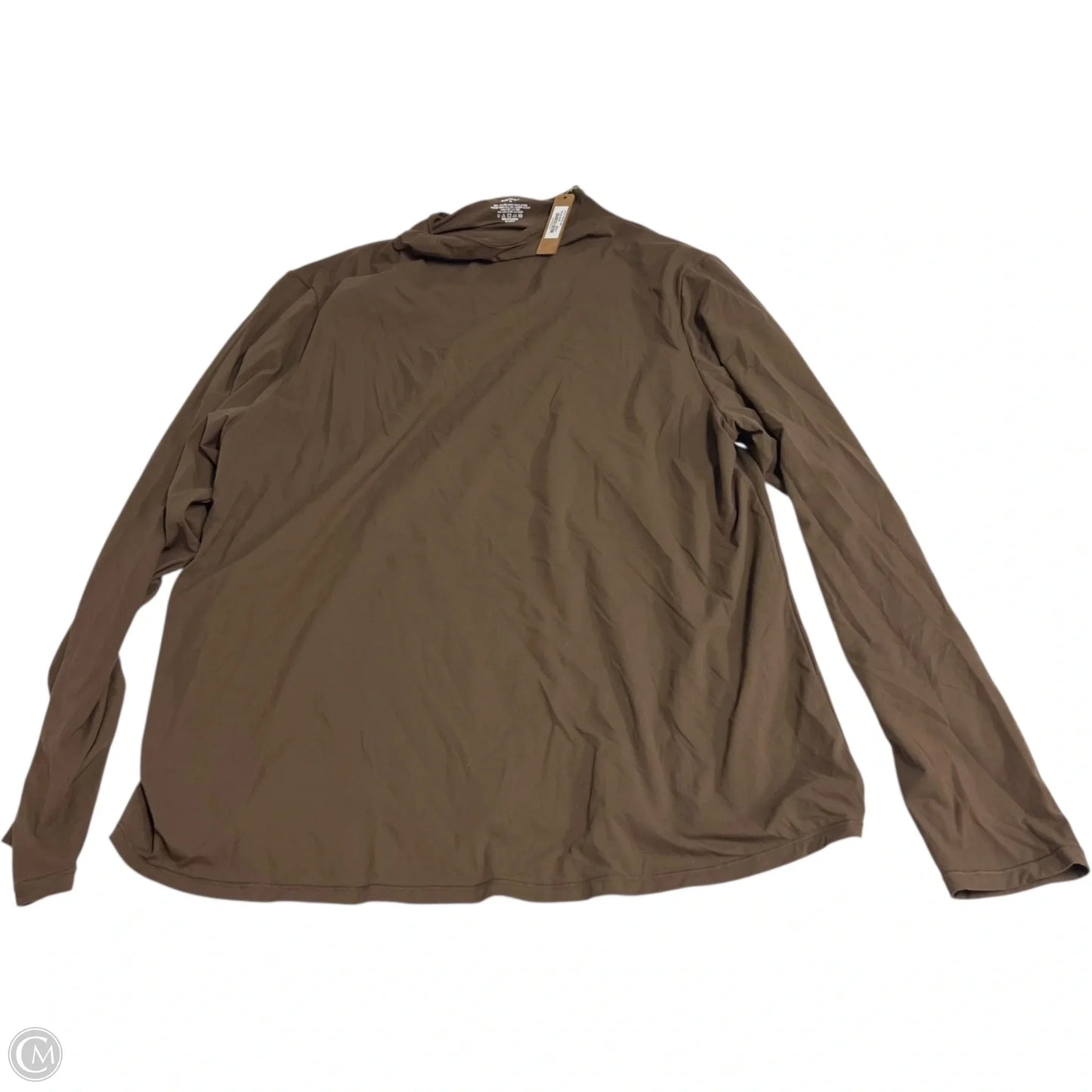 Athletic Top Long Sleeve Collar By Skims In Brown, Size: 4x