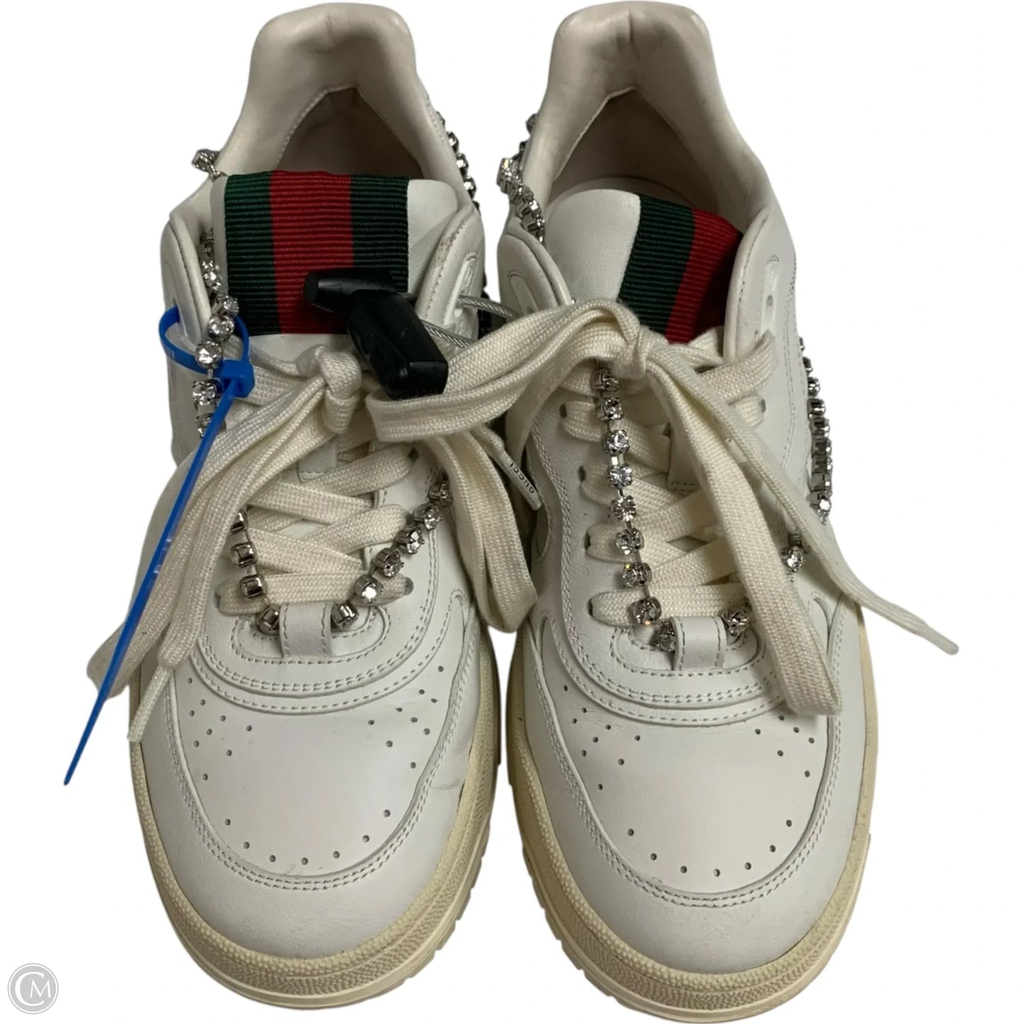 Shoes Luxury Designer By Gucci In White, Size: 8.5
