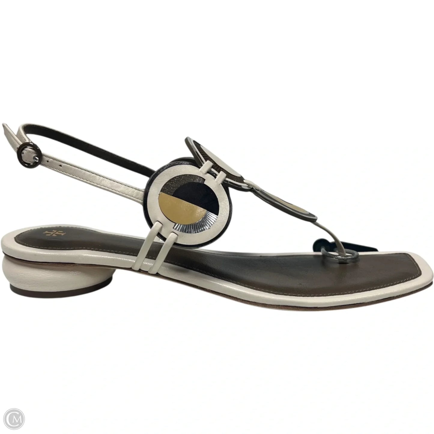 Sandals Designer By Tory Burch In Gold & Tan, Size: 8.5