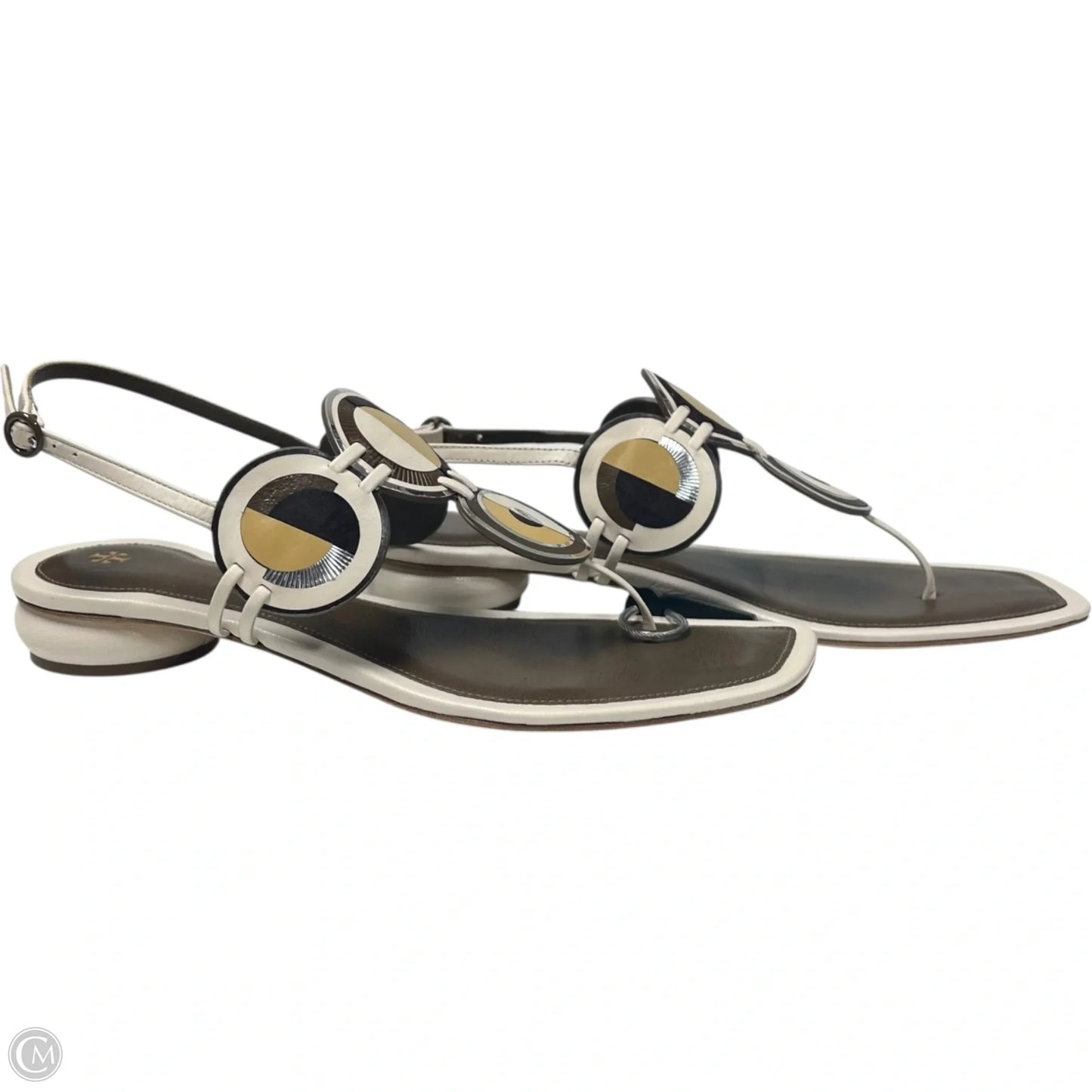 Sandals Designer By Tory Burch In Gold & Tan, Size: 8.5