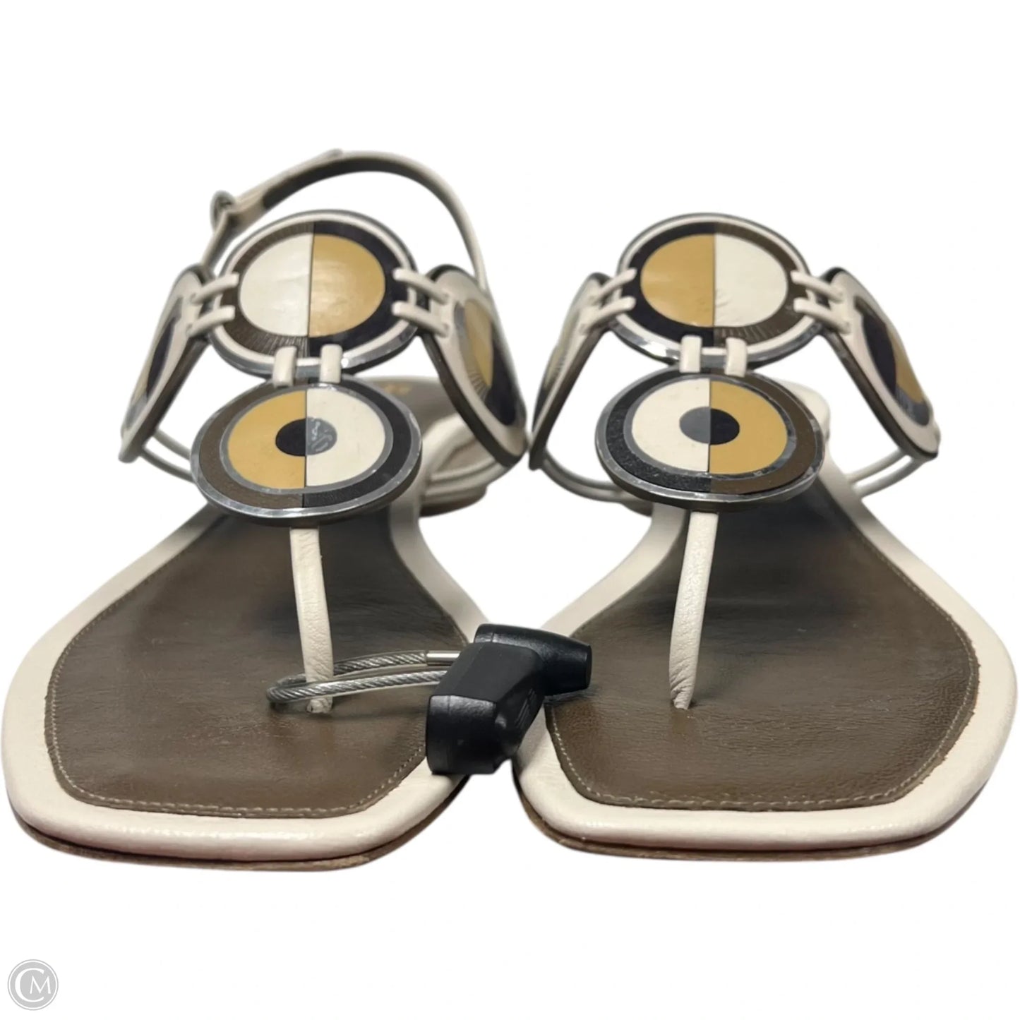 Sandals Designer By Tory Burch In Gold & Tan, Size: 8.5
