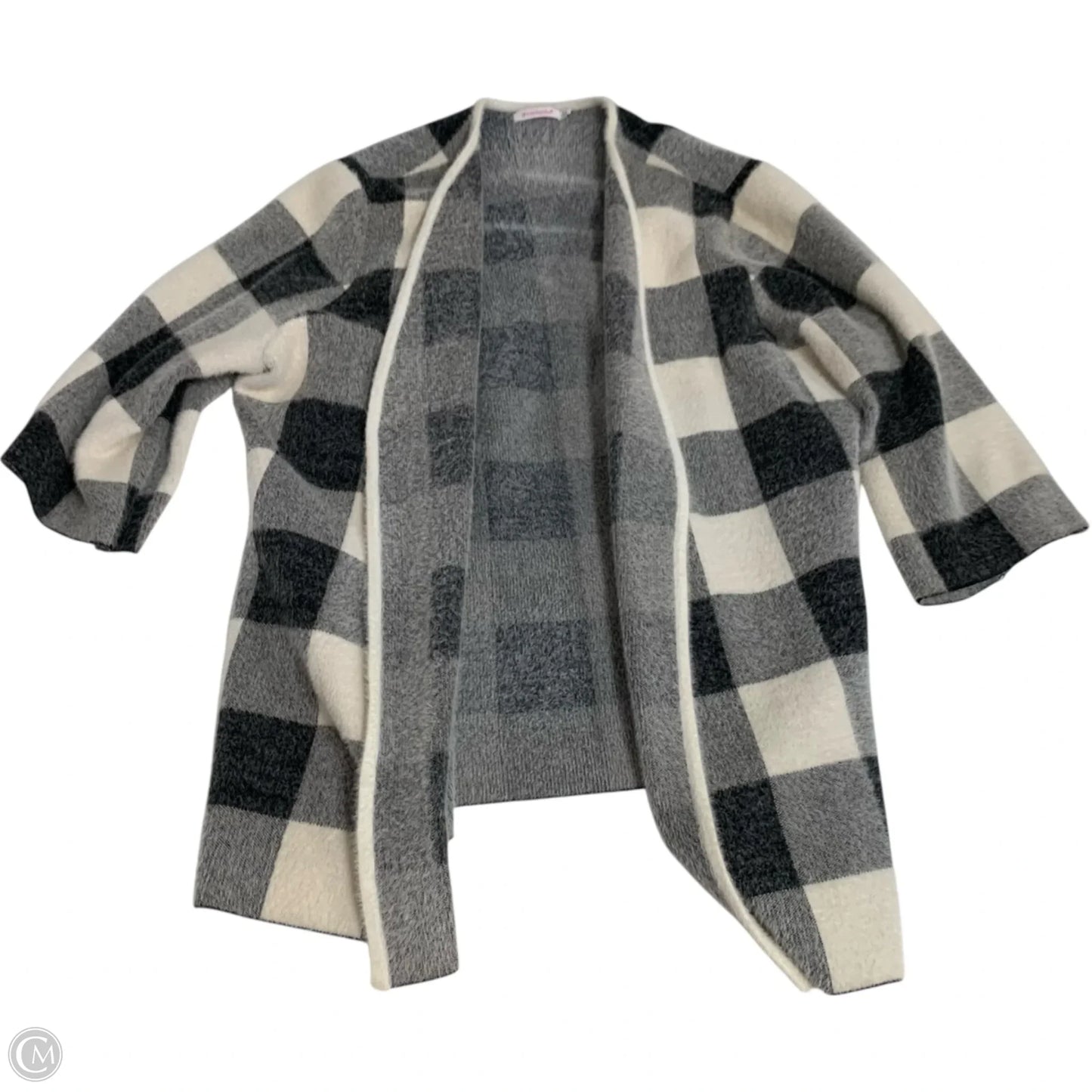 Sweater Cardigan By Shoedazzle In Grey & White, Size: 3x