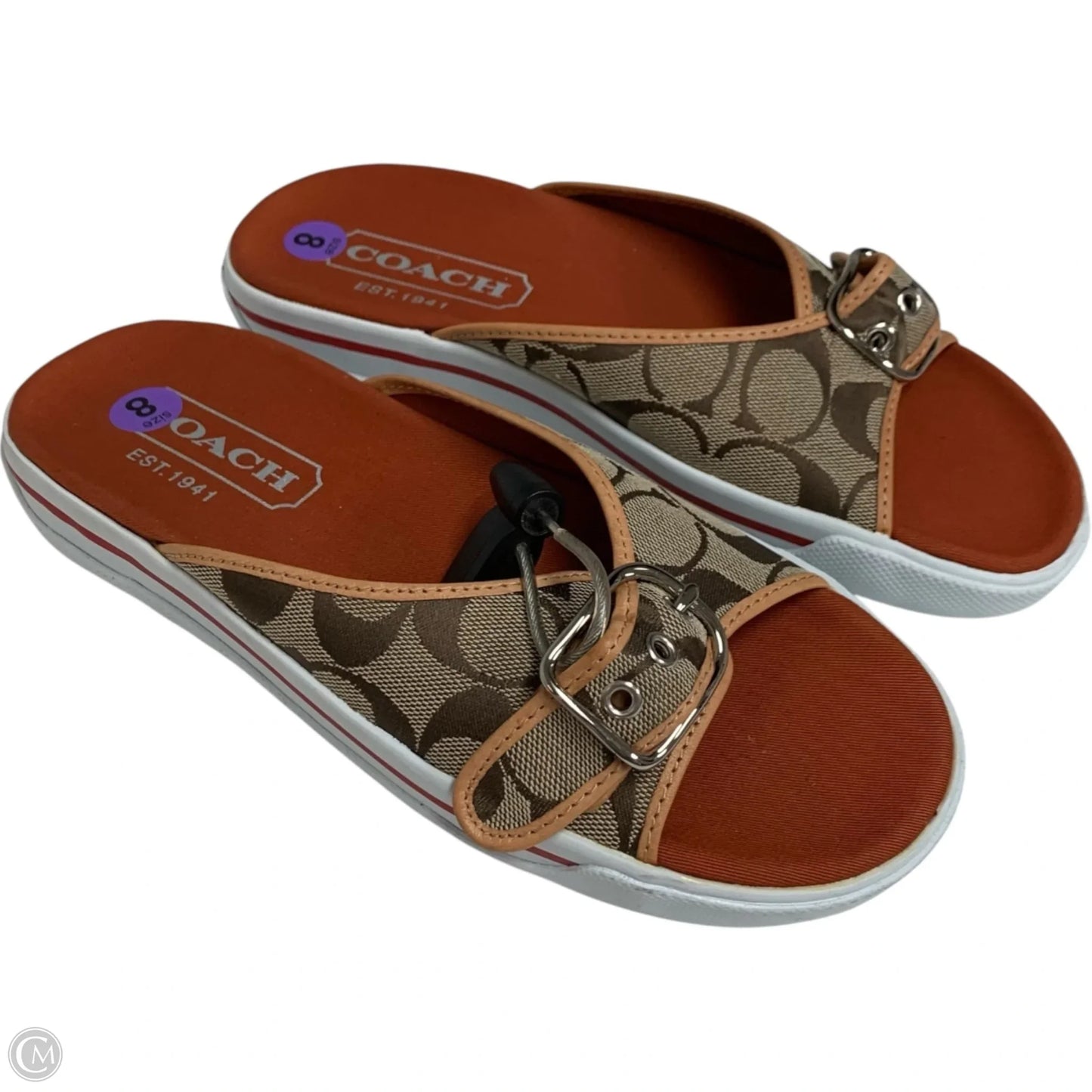 Sandals Designer By Coach In Brown & Orange, Size: 8