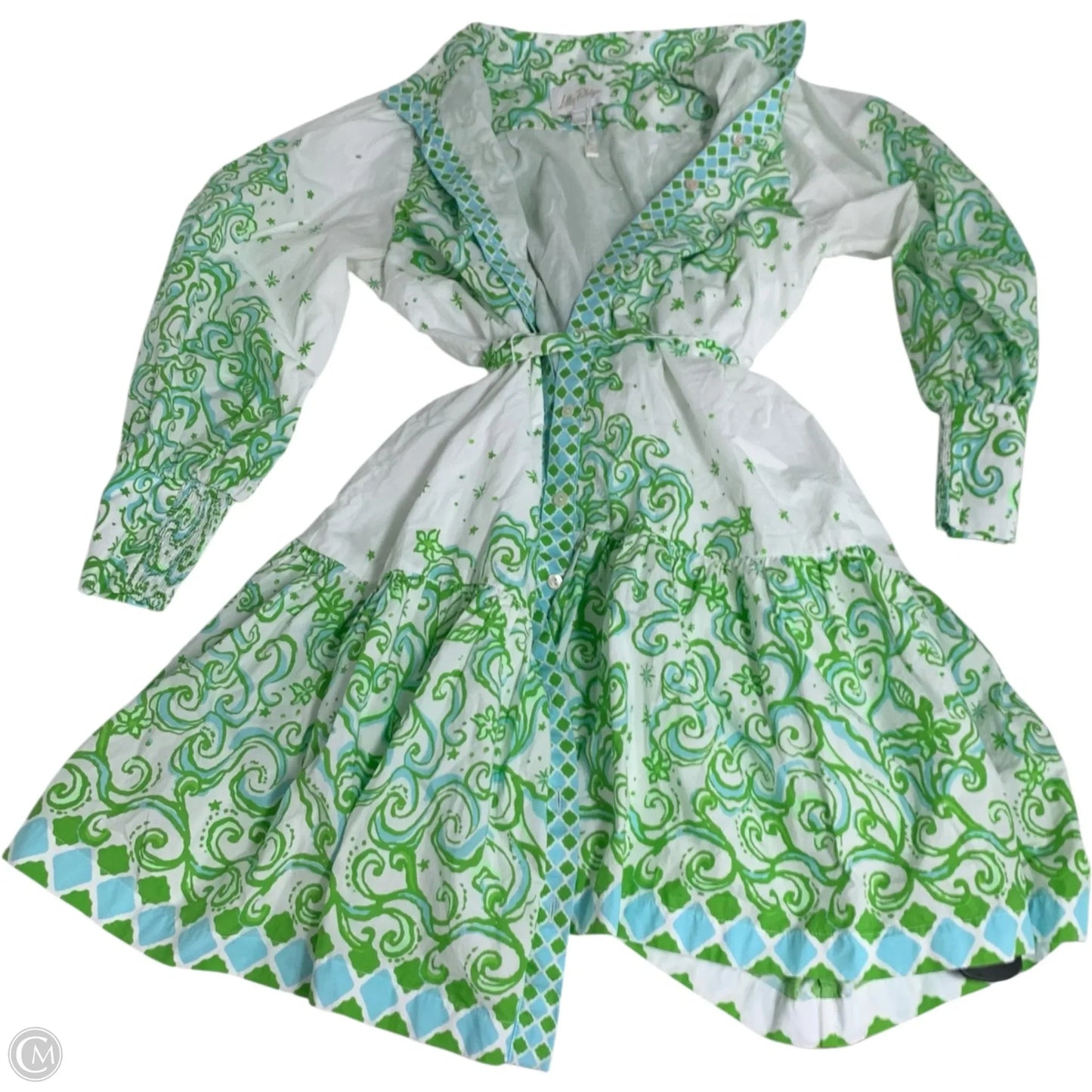 Dress Designer By Lilly Pulitzer In Green & White, Size: S