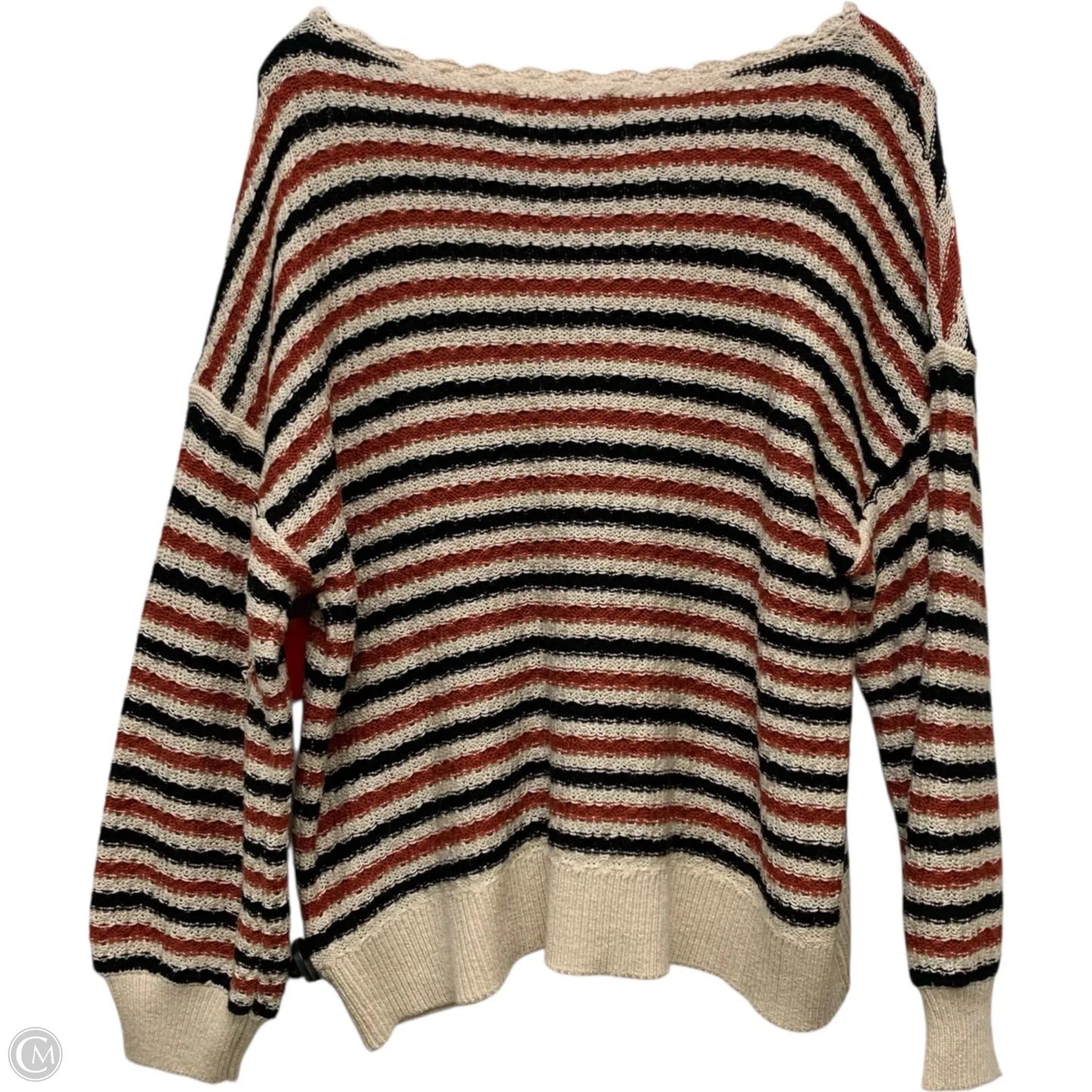 Sweater By Loft In Black & Orange, Size: L
