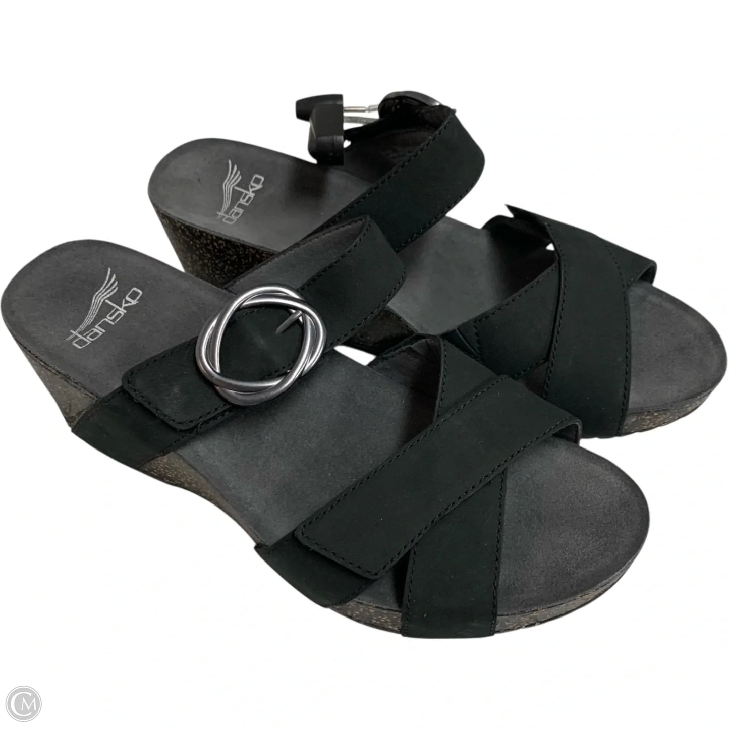 Sandals Heels Wedge By Dansko In Black & Brown, Size: 7.5