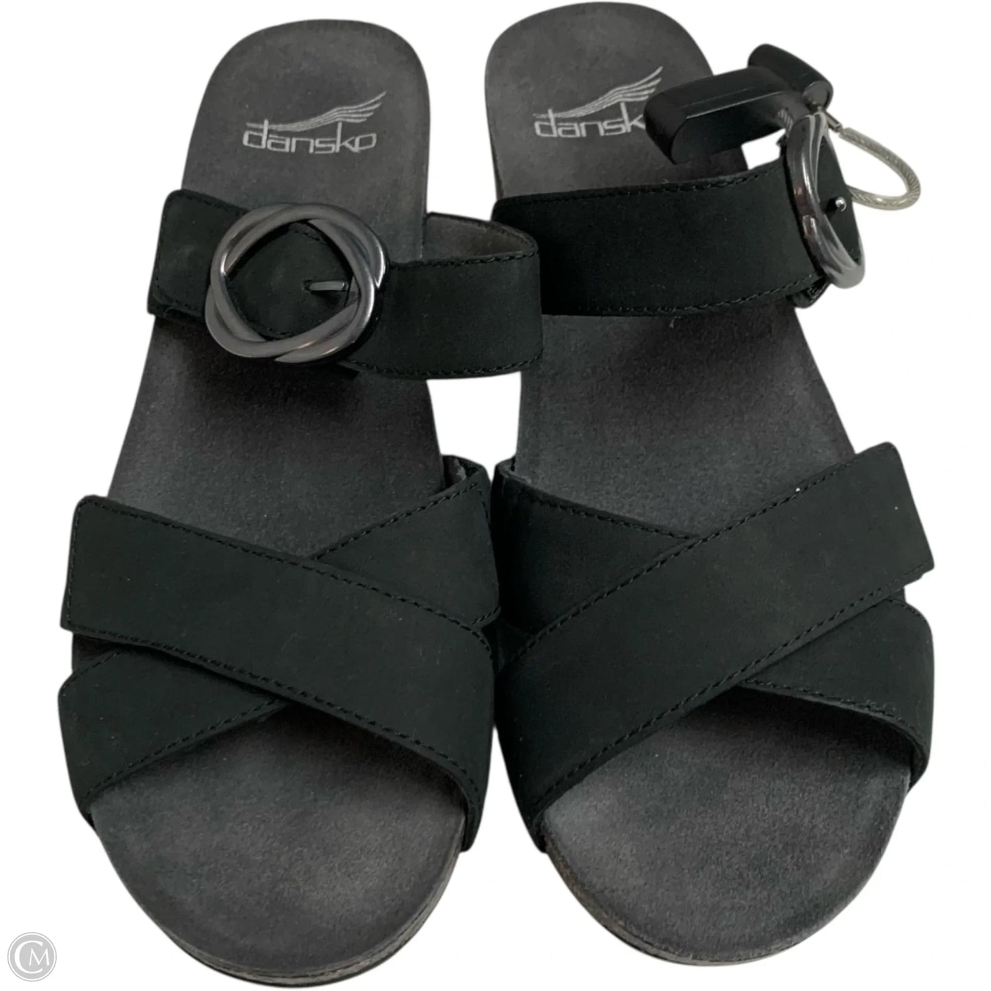 Sandals Heels Wedge By Dansko In Black & Brown, Size: 7.5