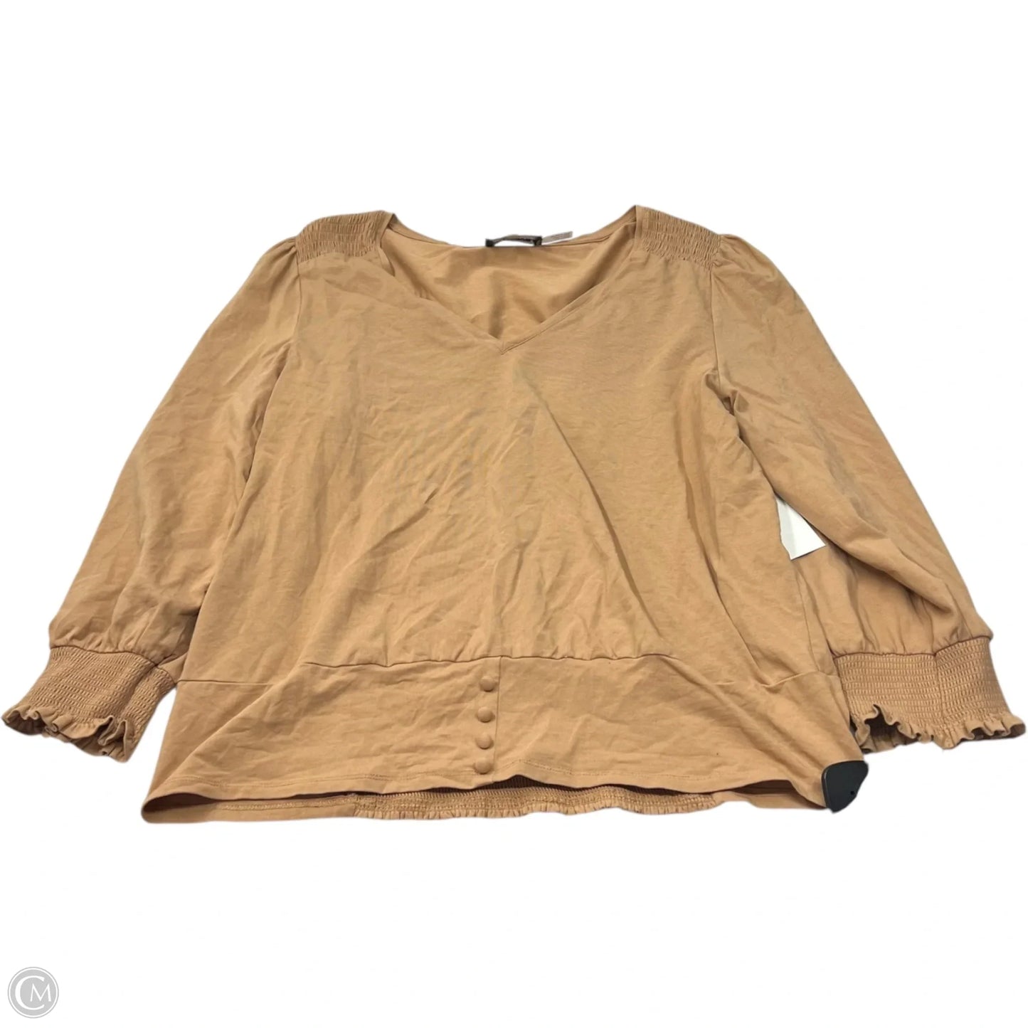 Top Long Sleeve Designer By Karl Lagerfeld In Tan, Size: L