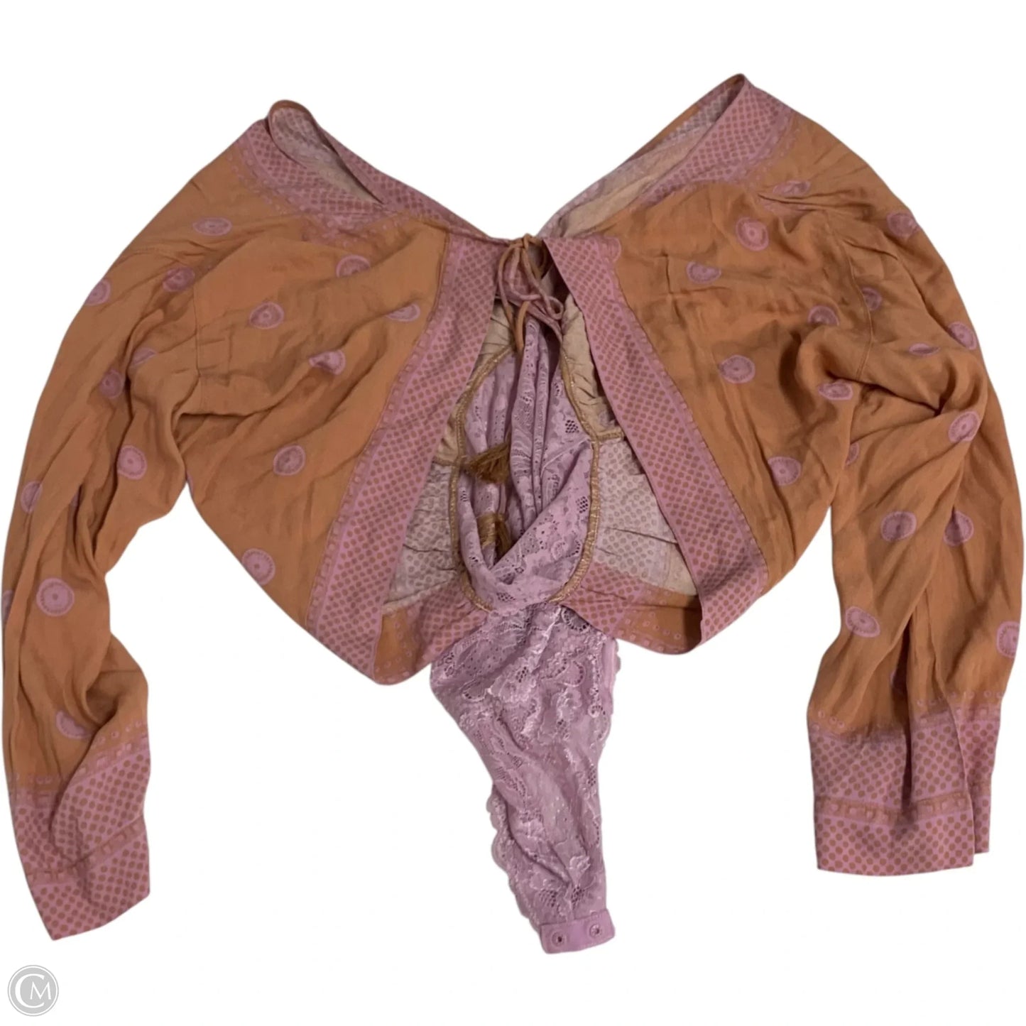 Blouse Long Sleeve By Free People In Purple & Tan, Size: Xs
