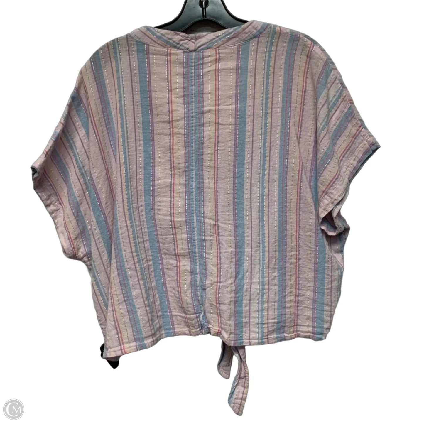 Top Short Sleeve By For The Republic In Striped Pattern, Size: L