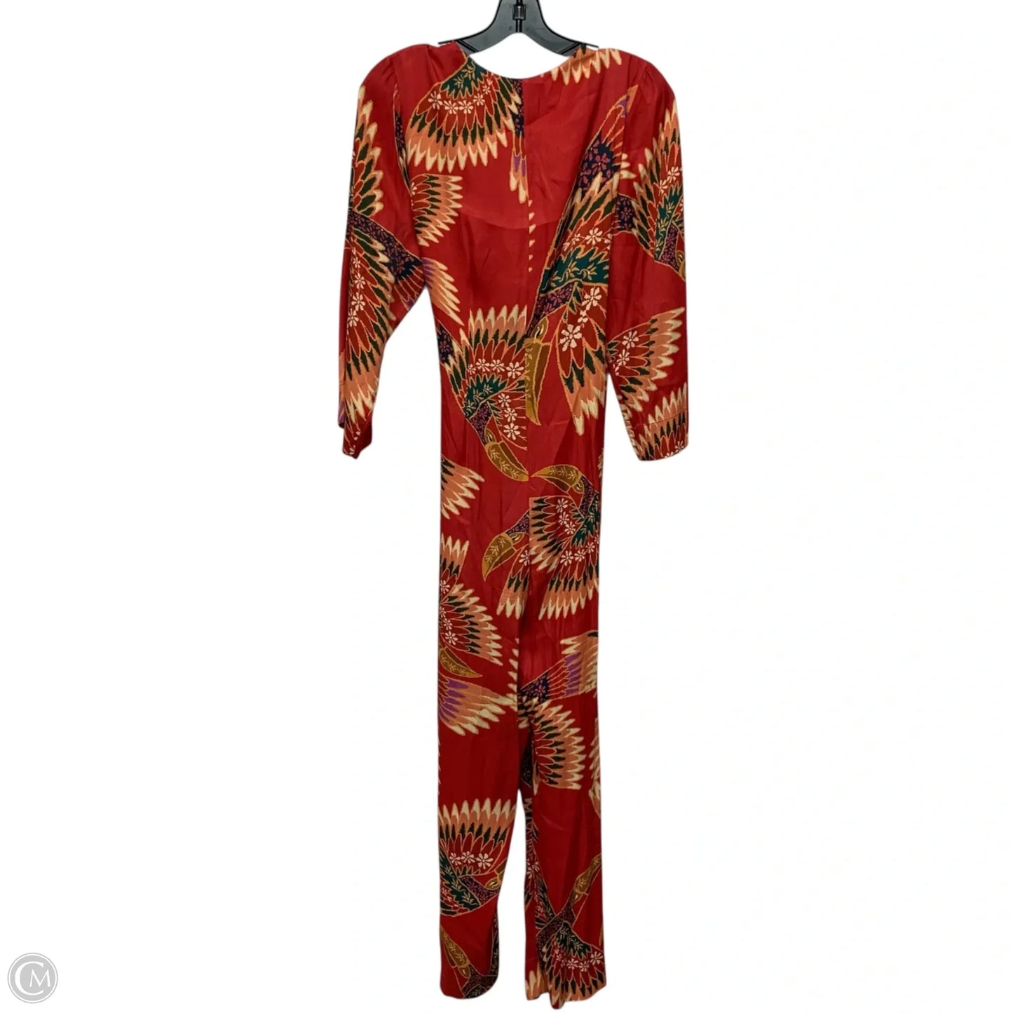 Jumpsuit Designer By Farm Rio In Orange & Red, Size: S