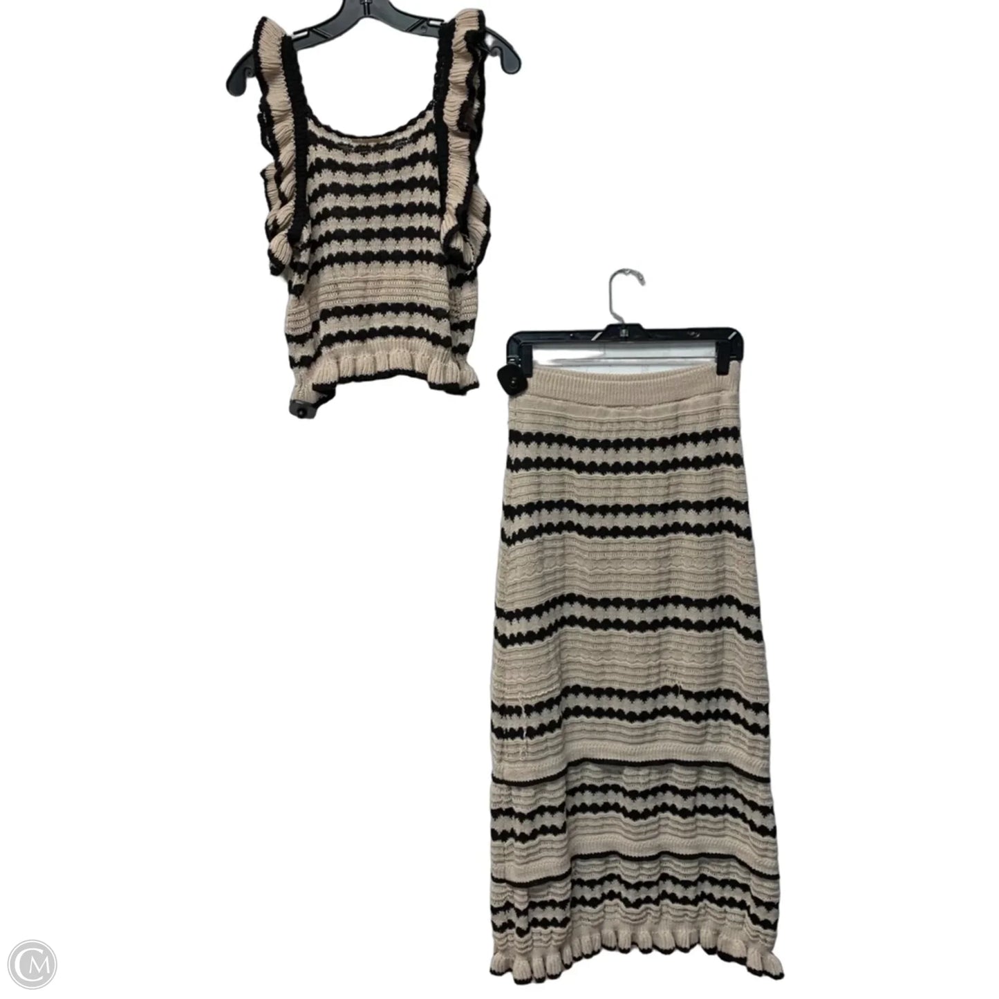 Skirt Set 2pc By Solitaire In Black & Cream, Size: L